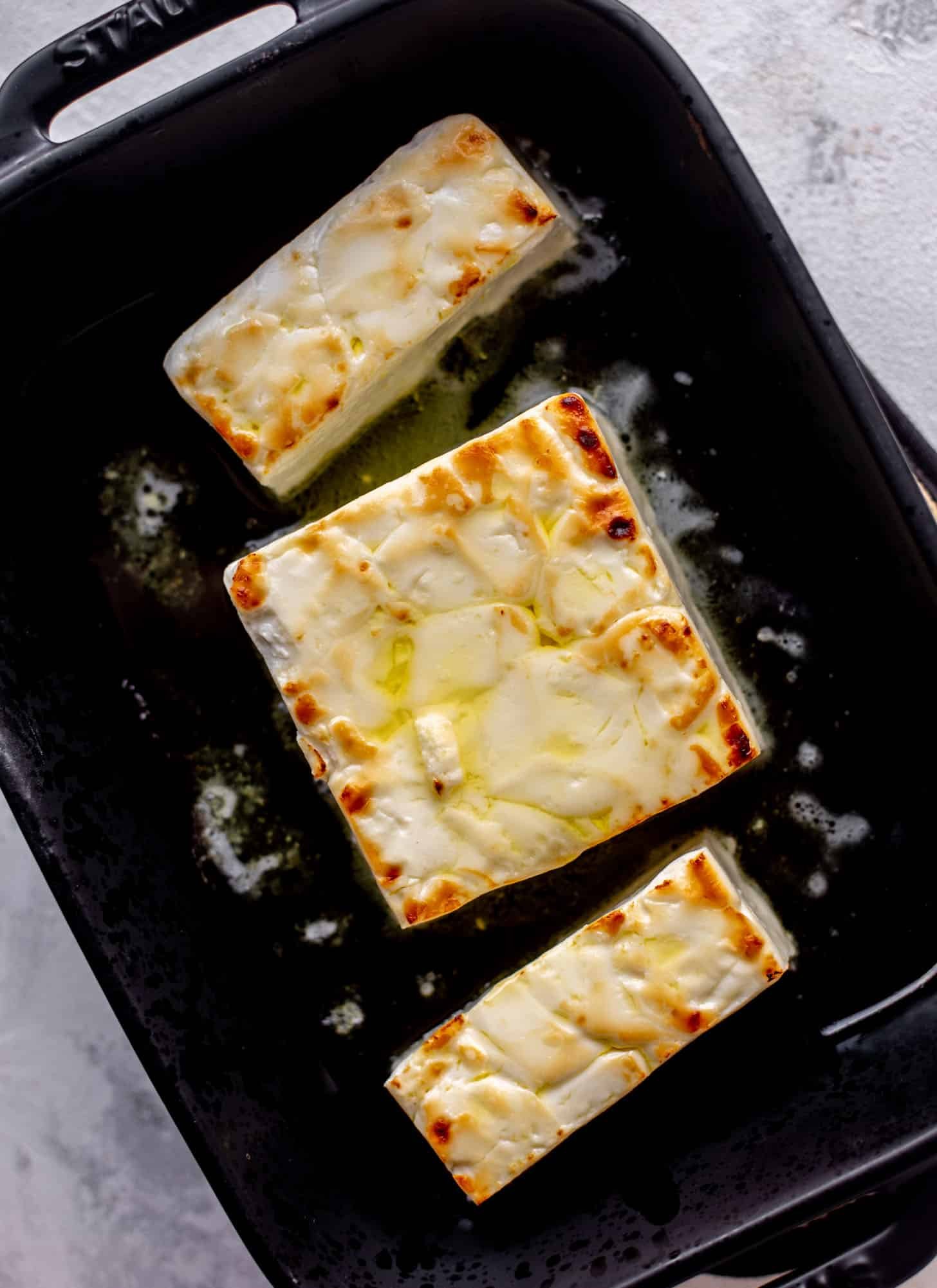 feta cheese in baking dish