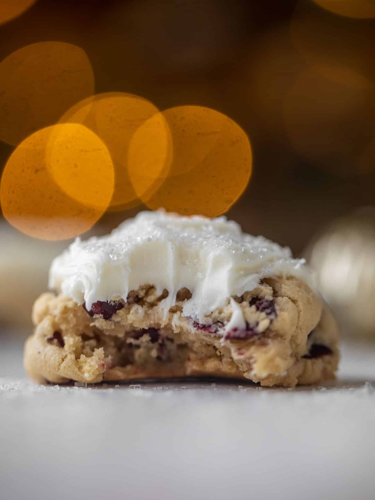 cranberry drop cookies with cream cheese frosting