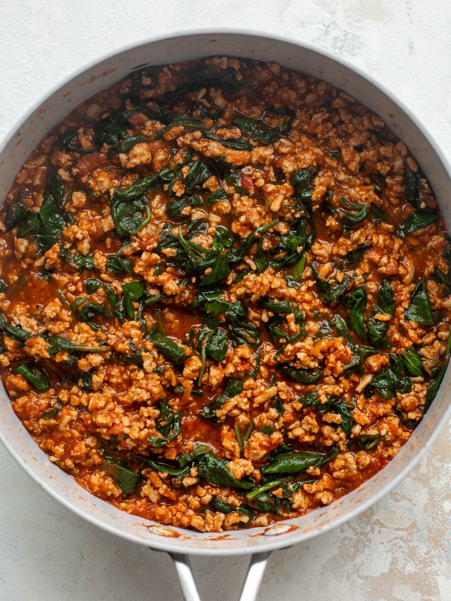 ground turkey and spinach in marinara