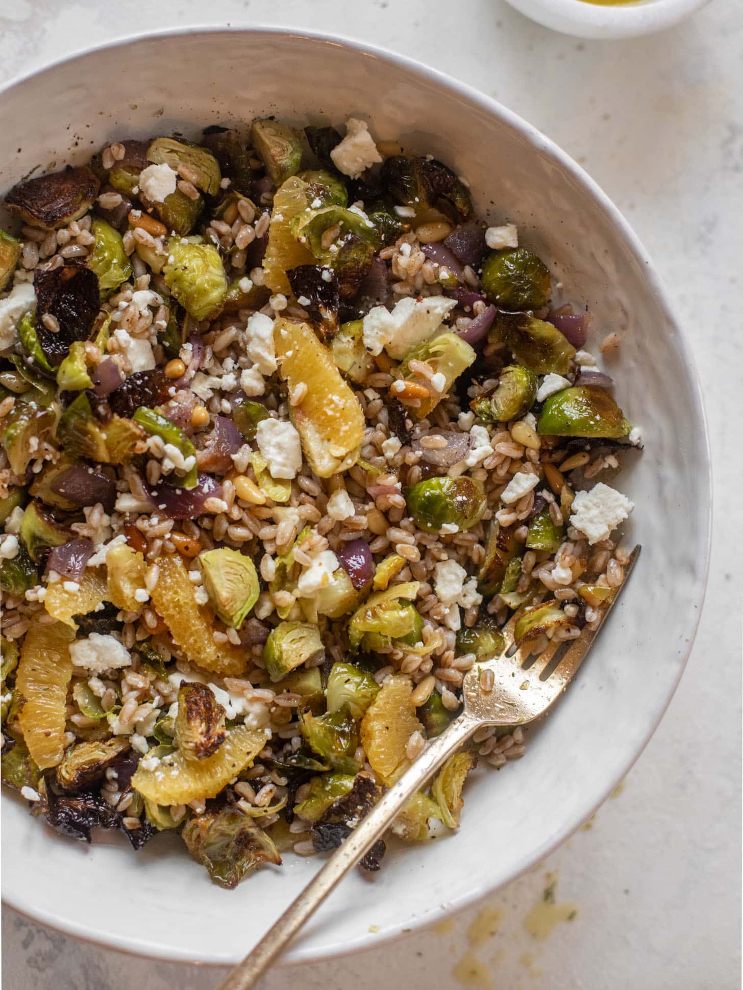 brussels sprouts farro bowl