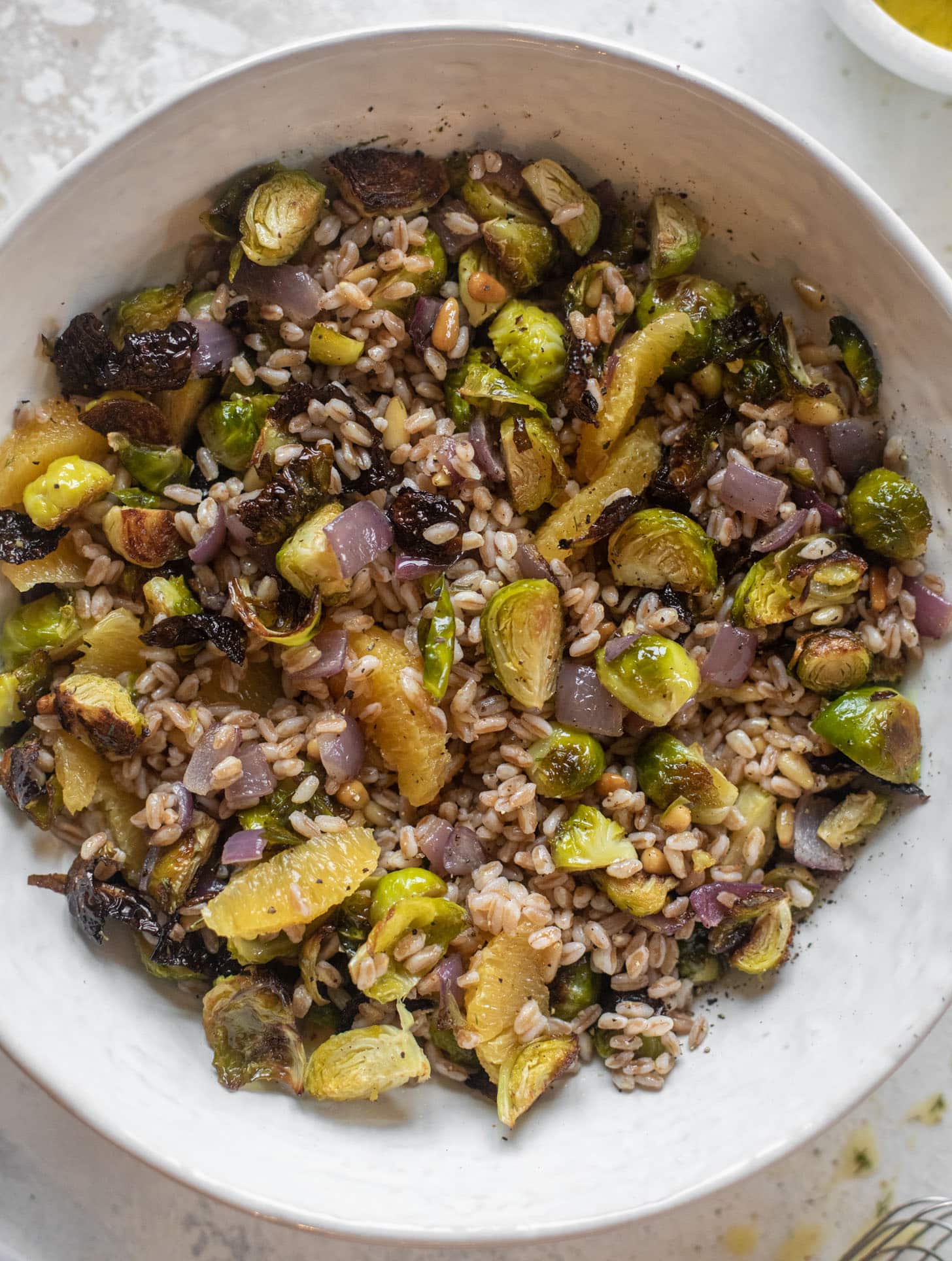 brussels sprouts farro bowl