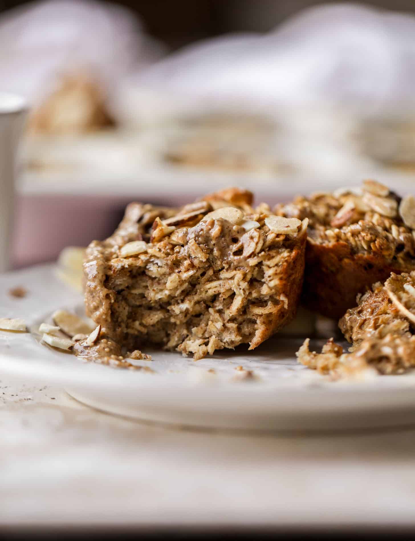almond butter banana baked oatmeal cups