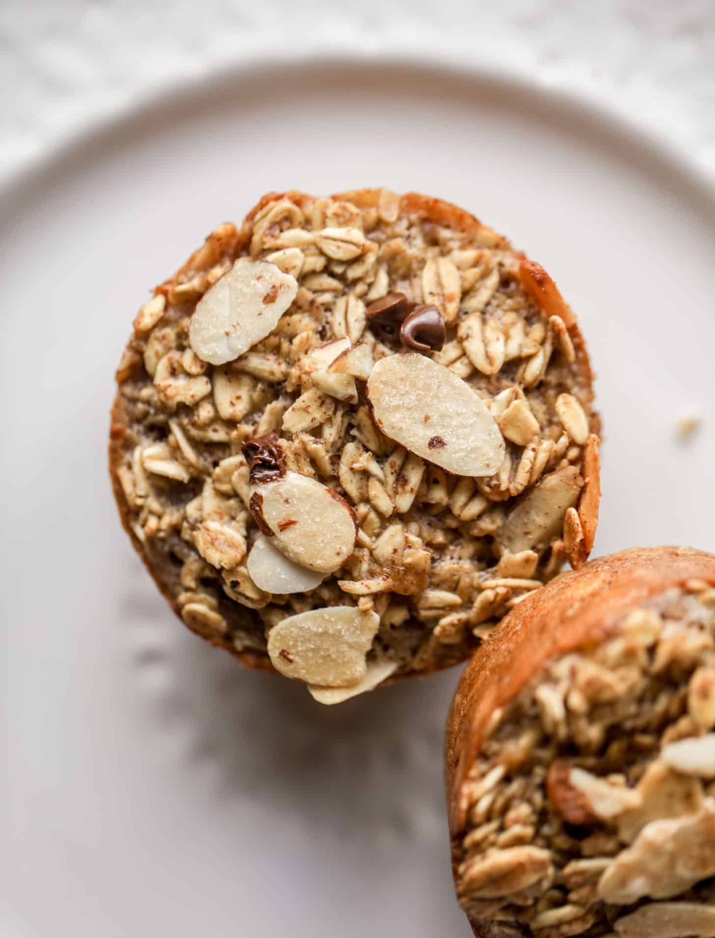 almond butter banana baked oatmeal cups