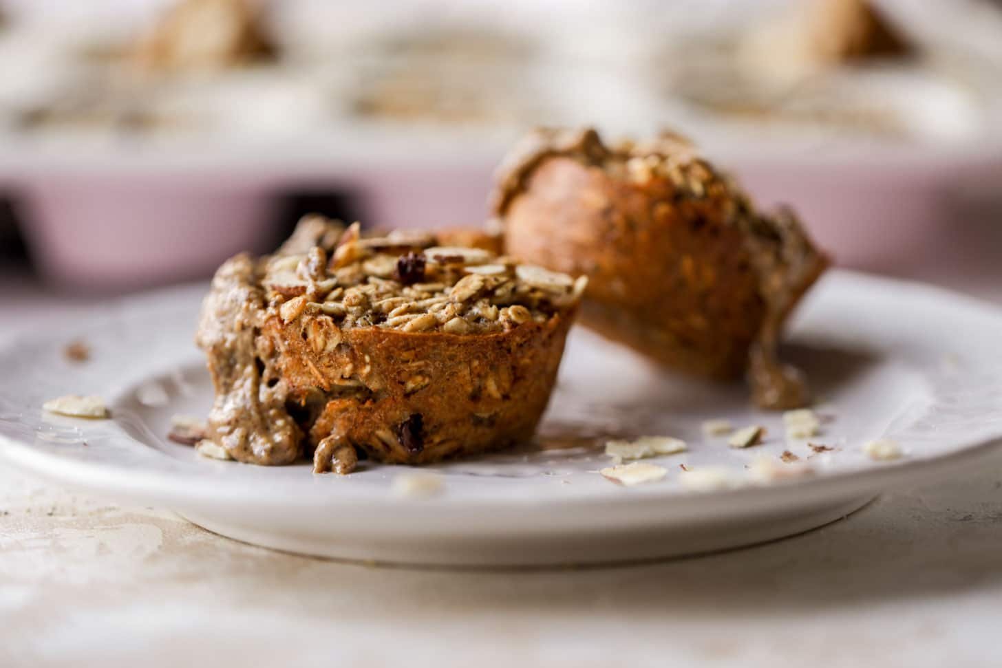 almond butter banana baked oatmeal cups