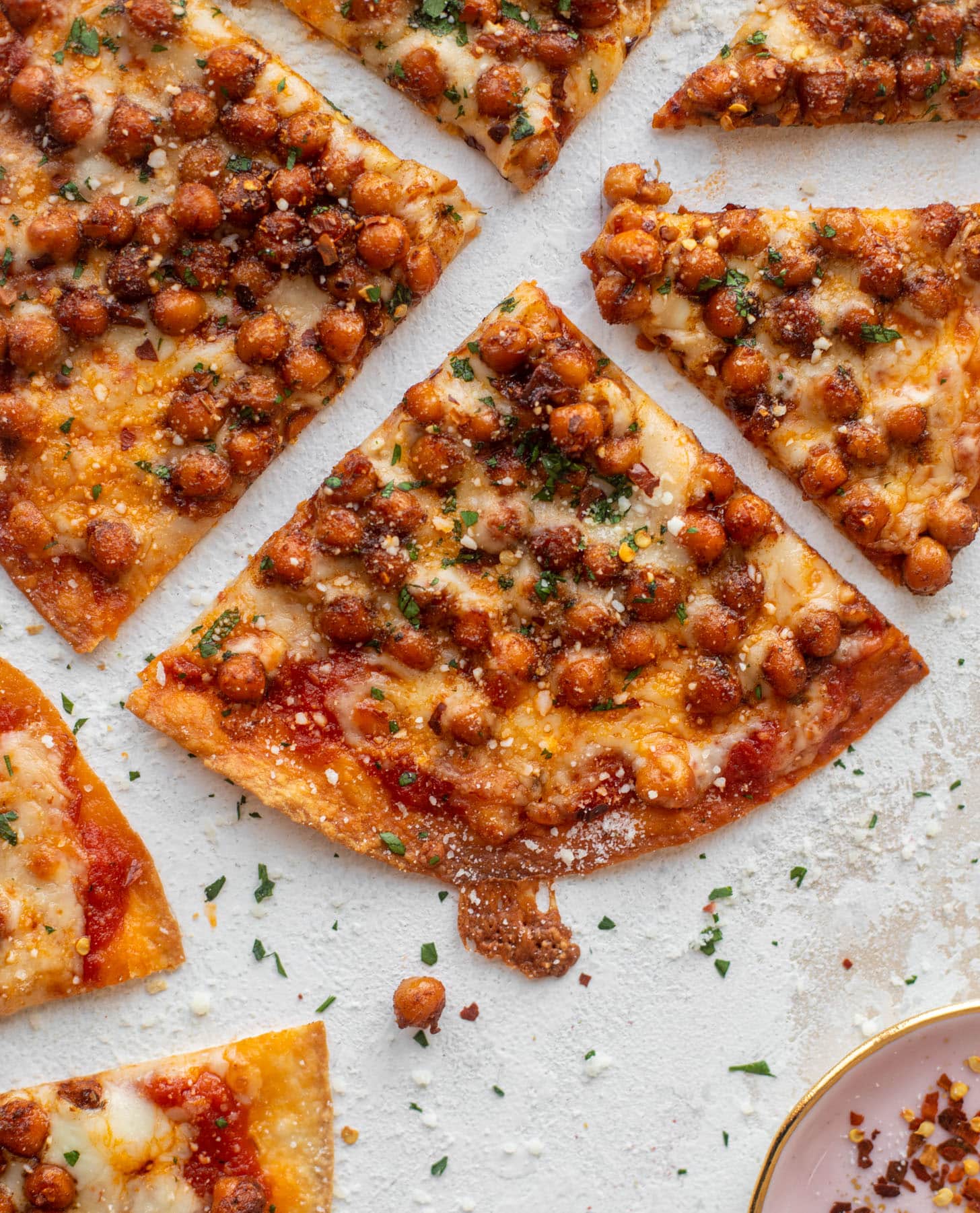 tortilla pizzas with pepperoni chickpeas