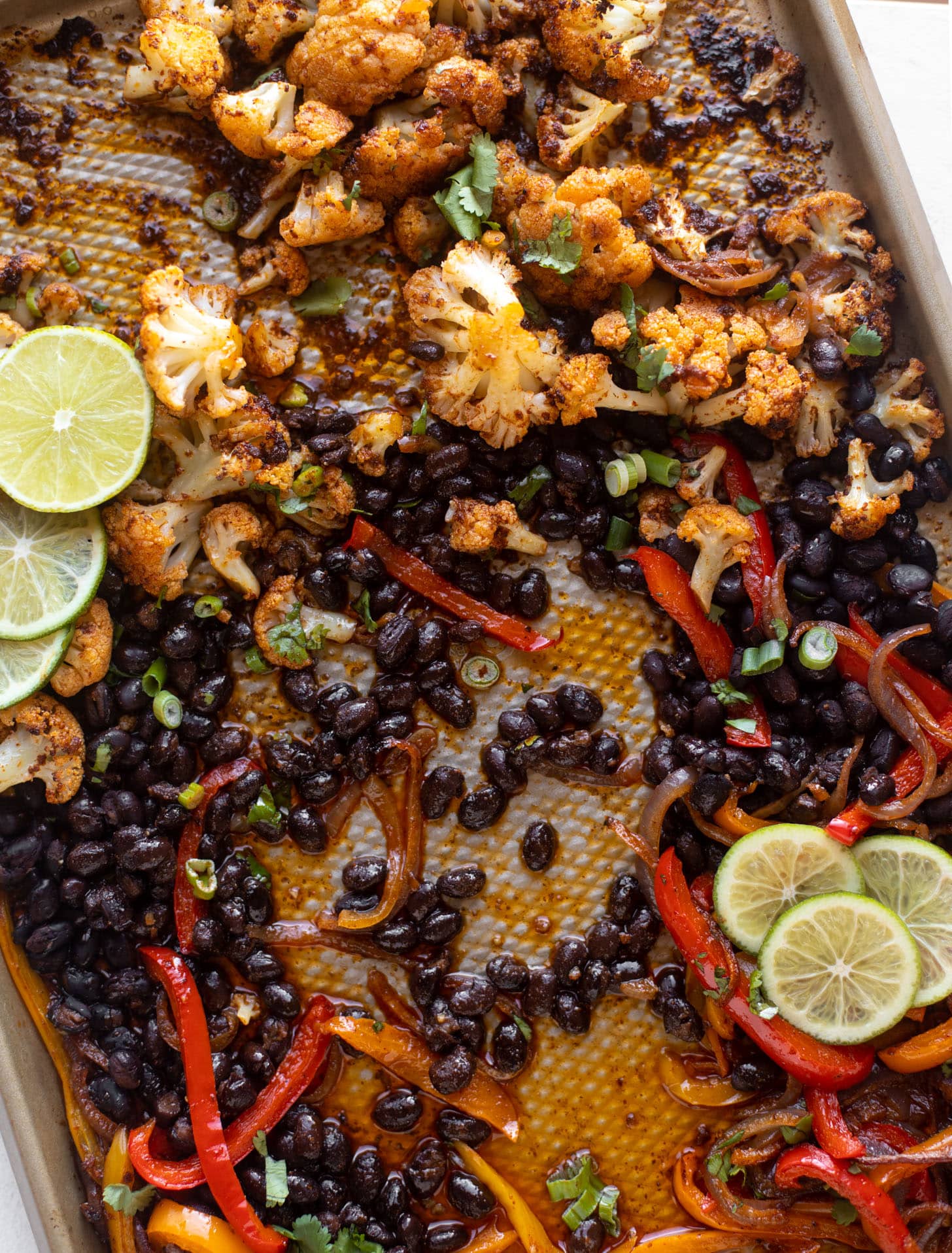 cauliflower and black bean sheet pan fajitas