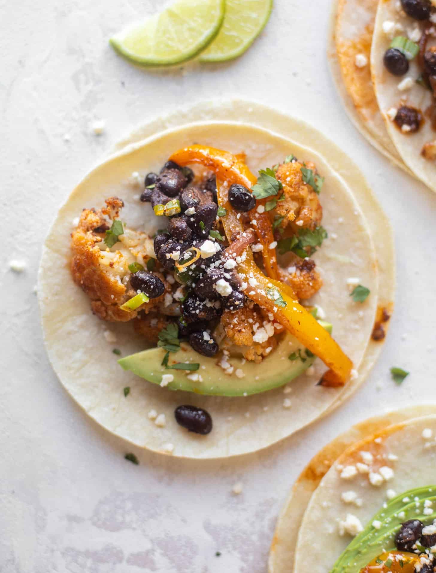 cauliflower and black bean sheet pan fajitas