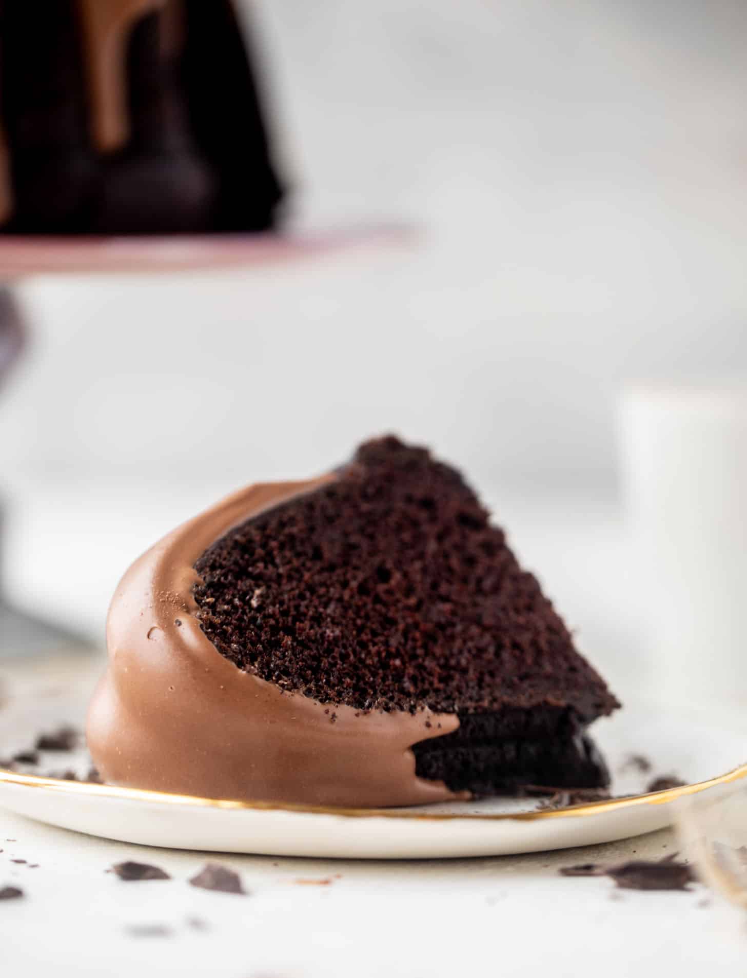 dark chocolate bundt cake with irish cream glaze