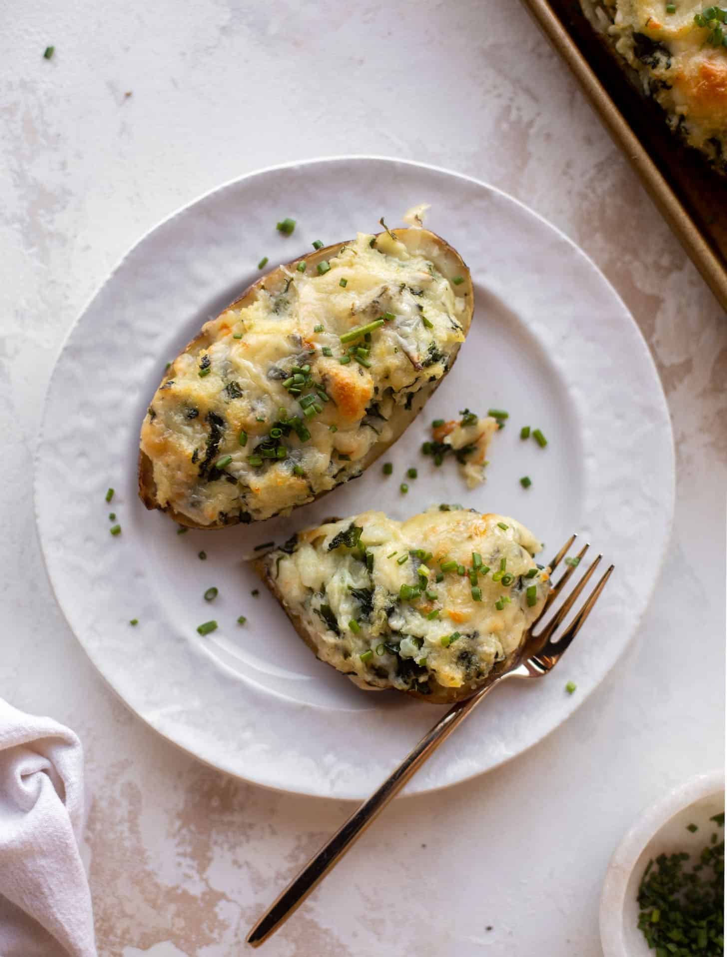 kale and smoked cheddar twice baked potatoes