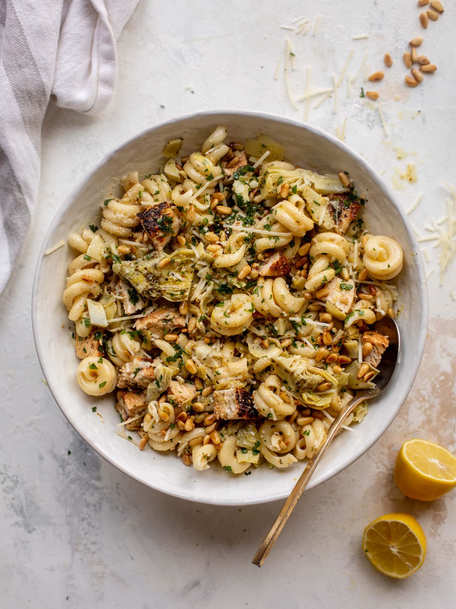 lemon chicken artichoke pasta salad