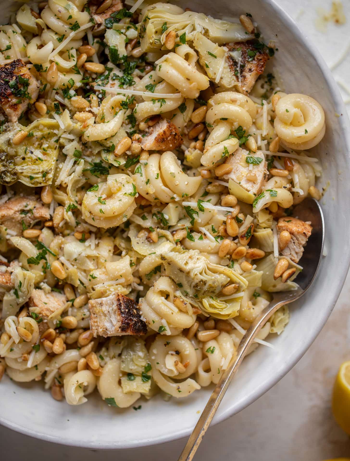 lemon chicken artichoke pasta salad