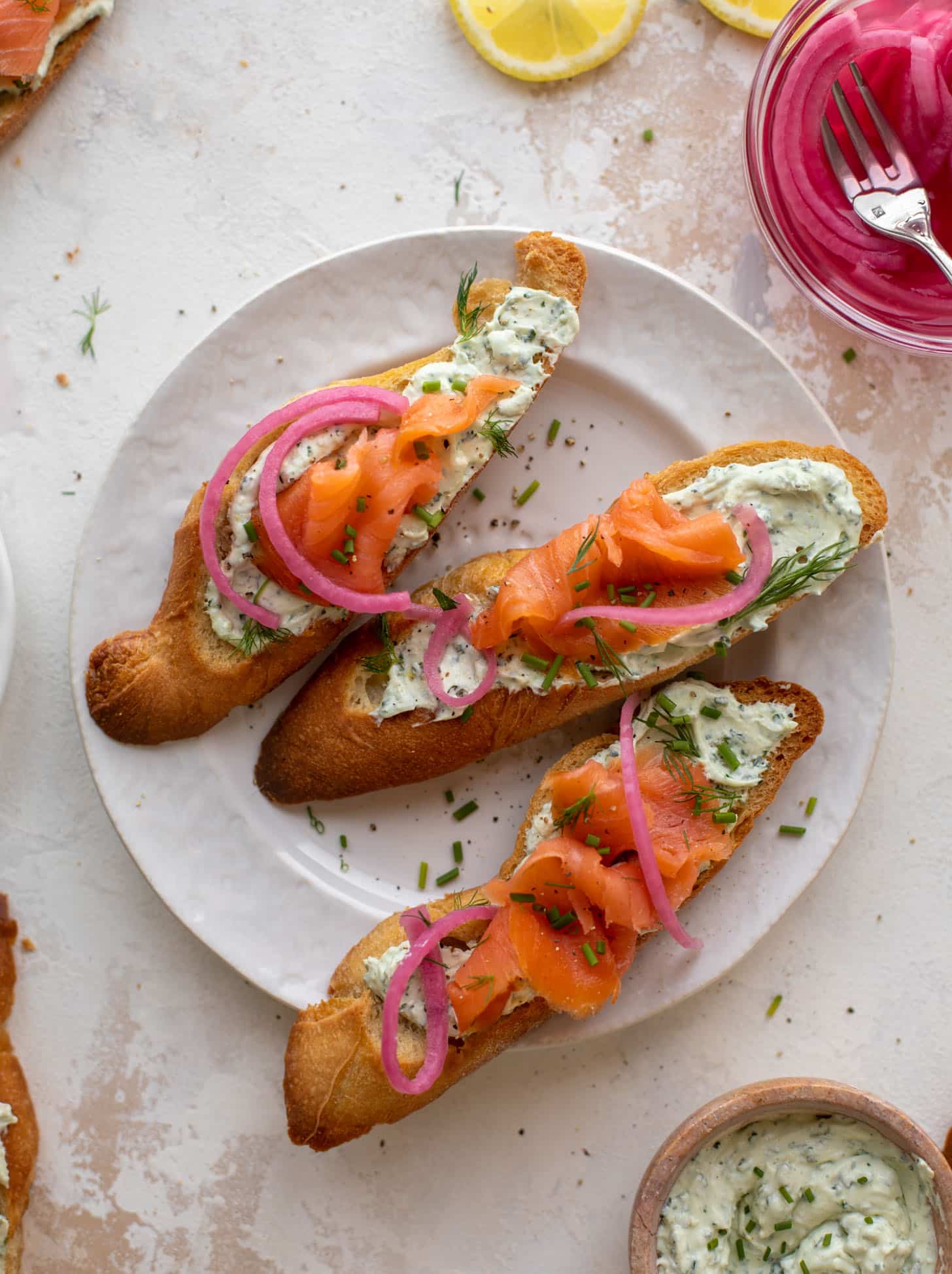 smoked salmon tartines with green goddess goat cheese