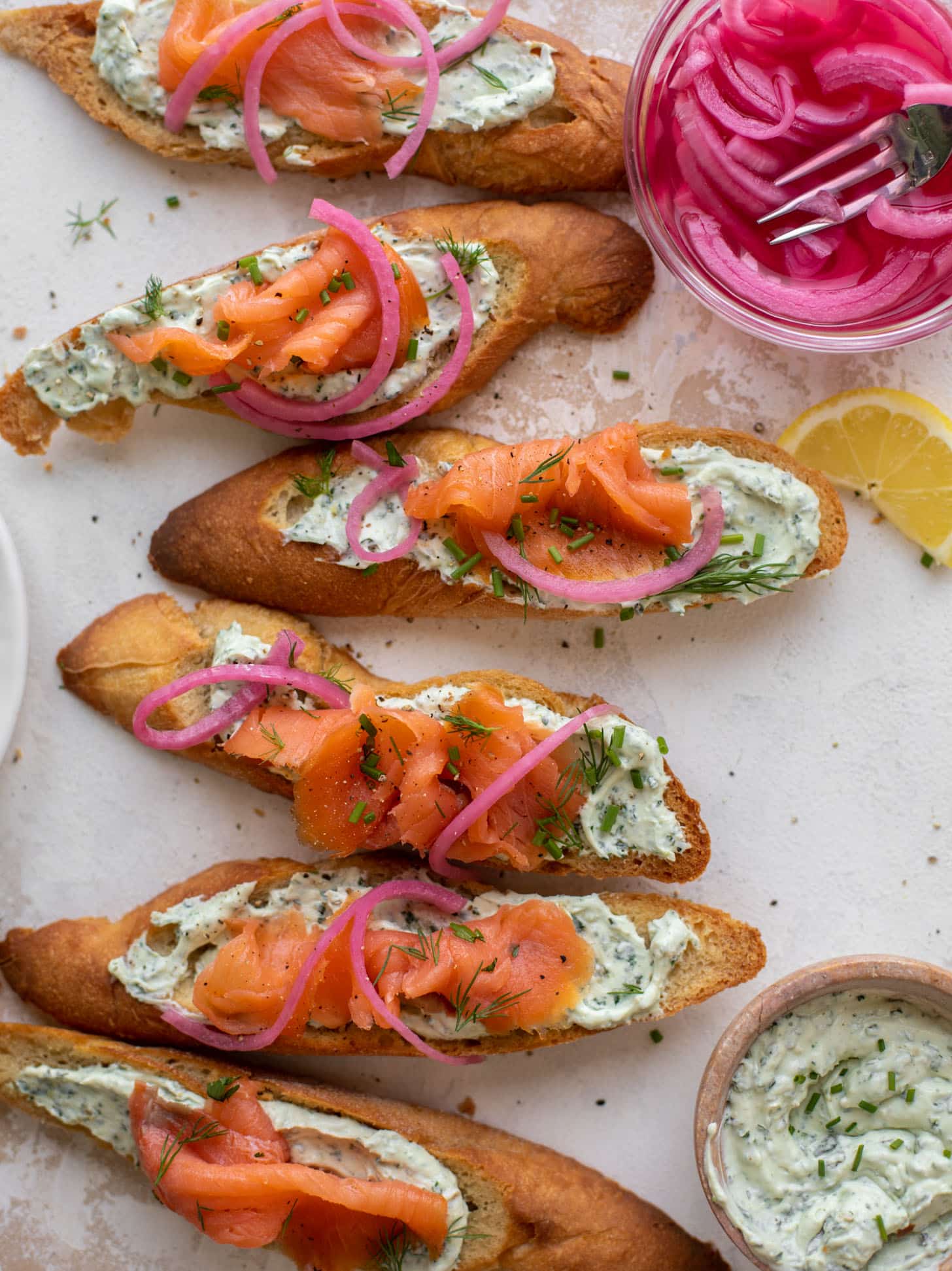smoked salmon tartines with green goddess goat cheese