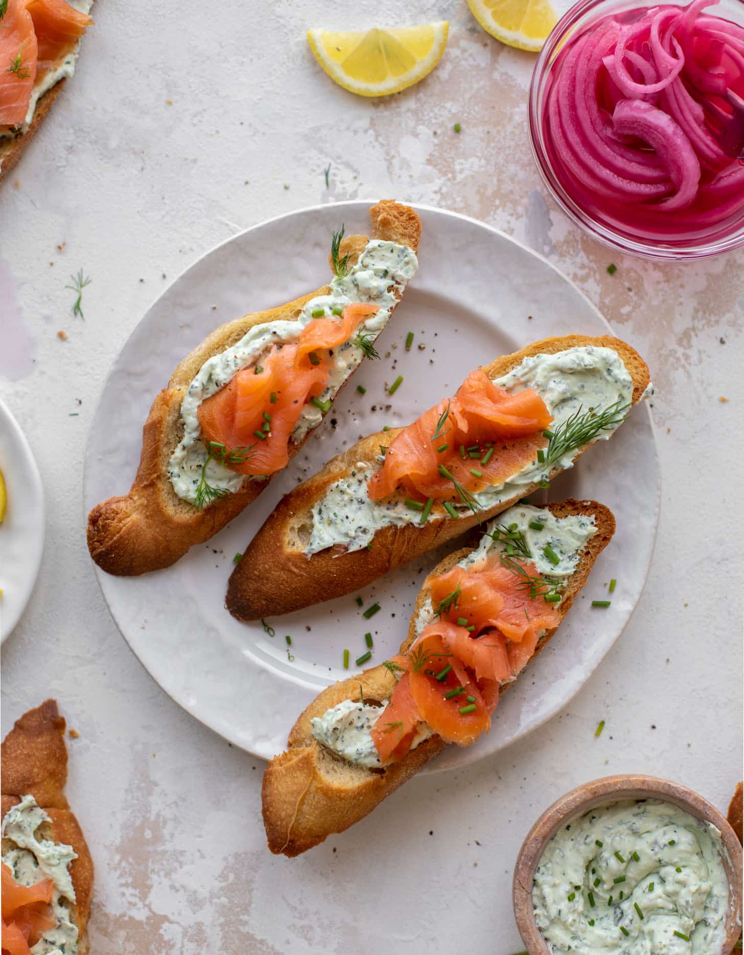 smoked salmon tartines with green goddess goat cheese