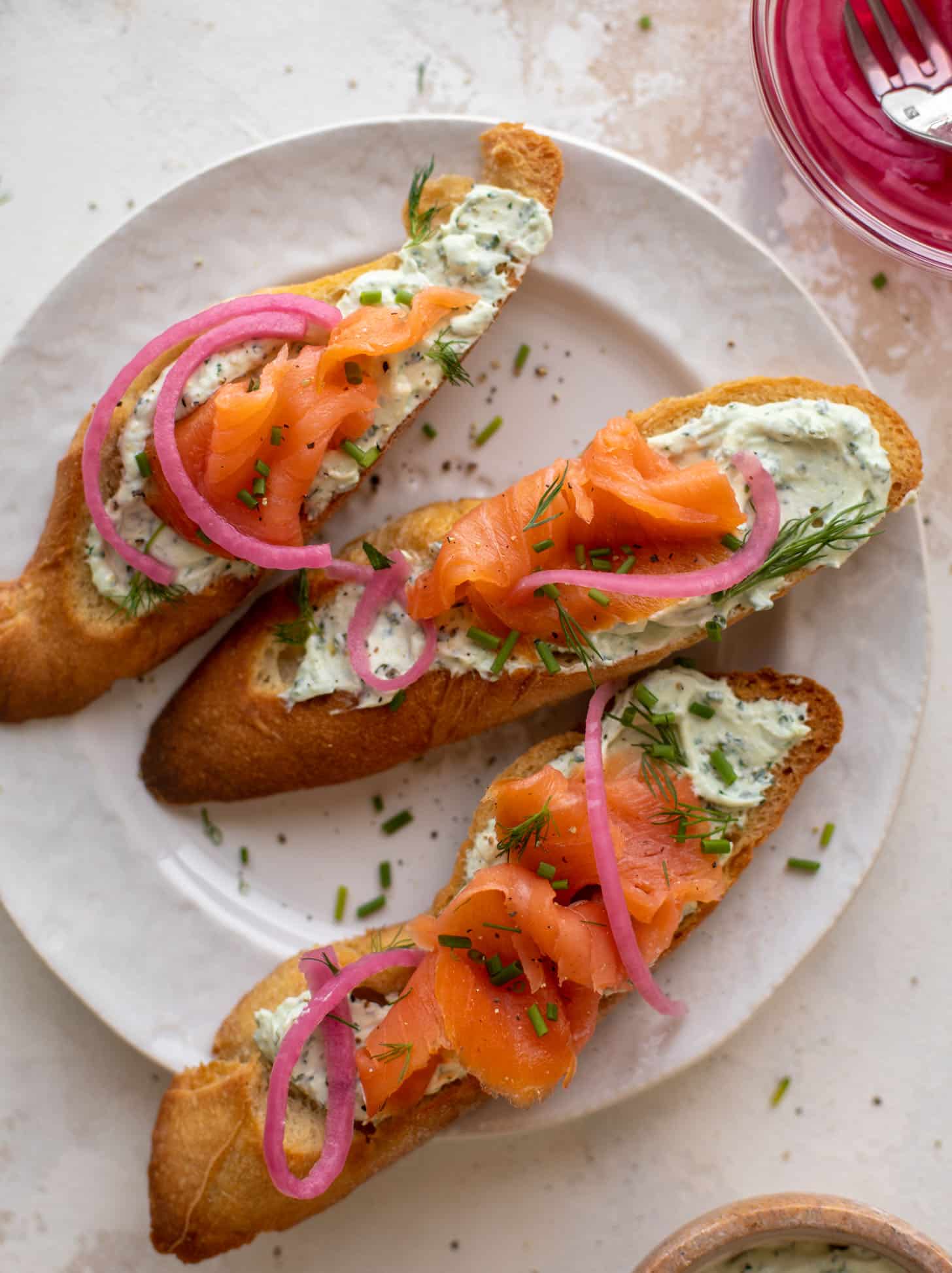 smoked salmon tartines with green goddess goat cheese