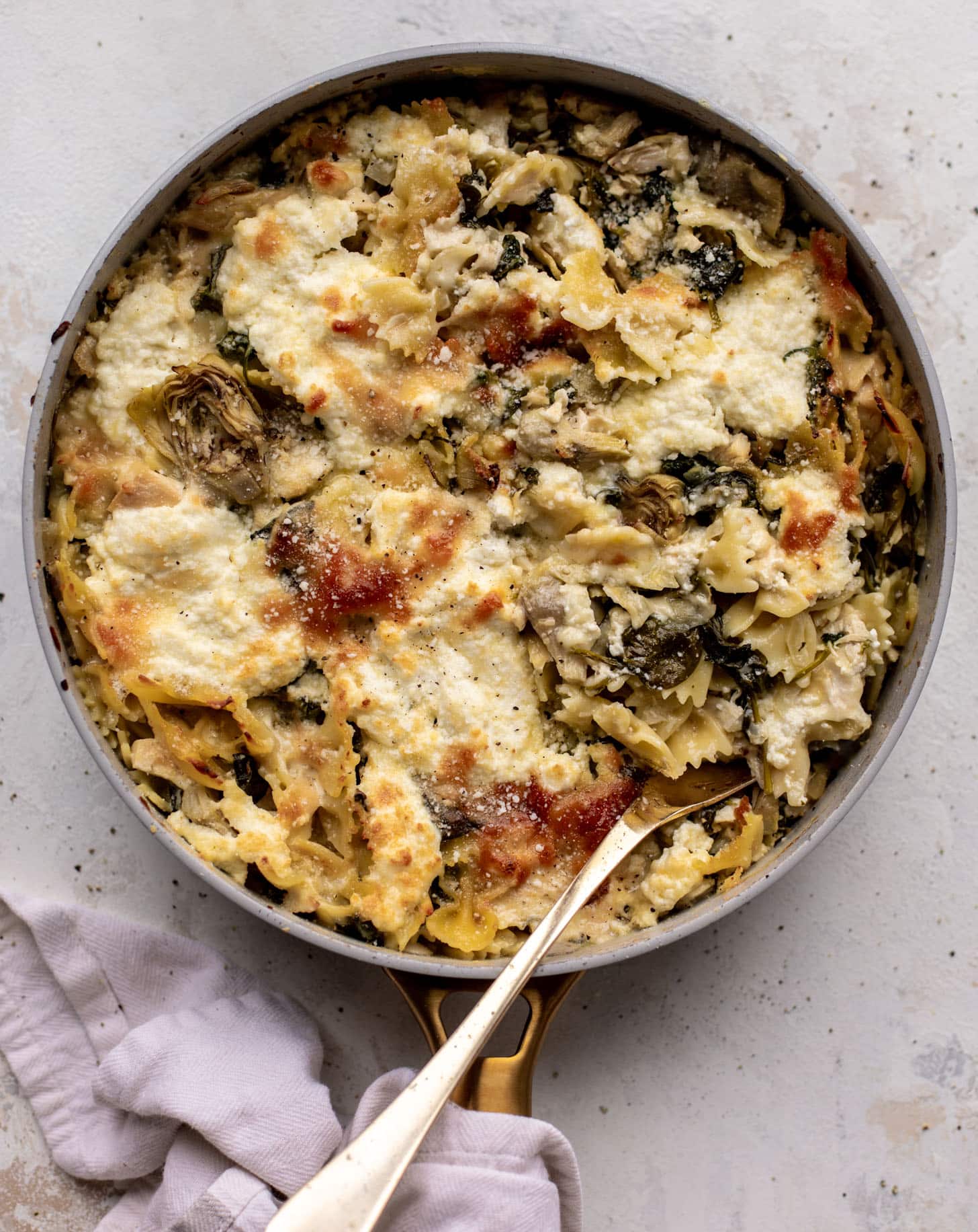 spinach artichoke chicken skillet lasagna