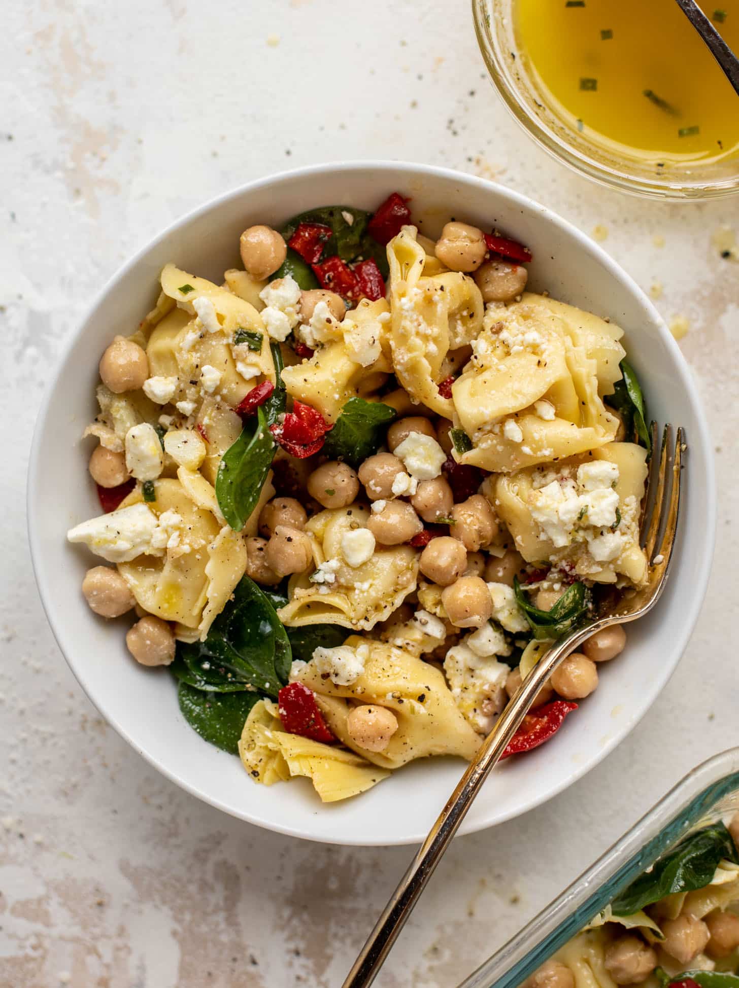 lunchtime chickpea tortellini salad