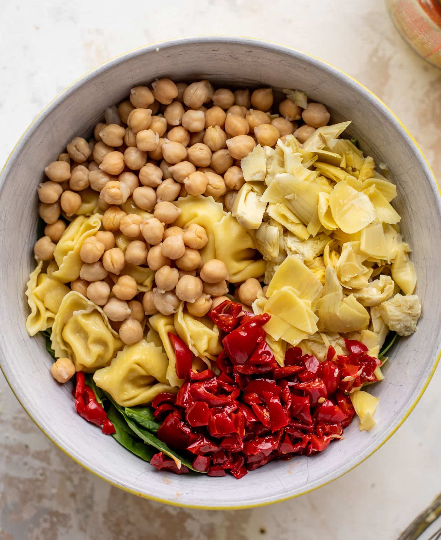 lunchtime chickpea tortellini salad