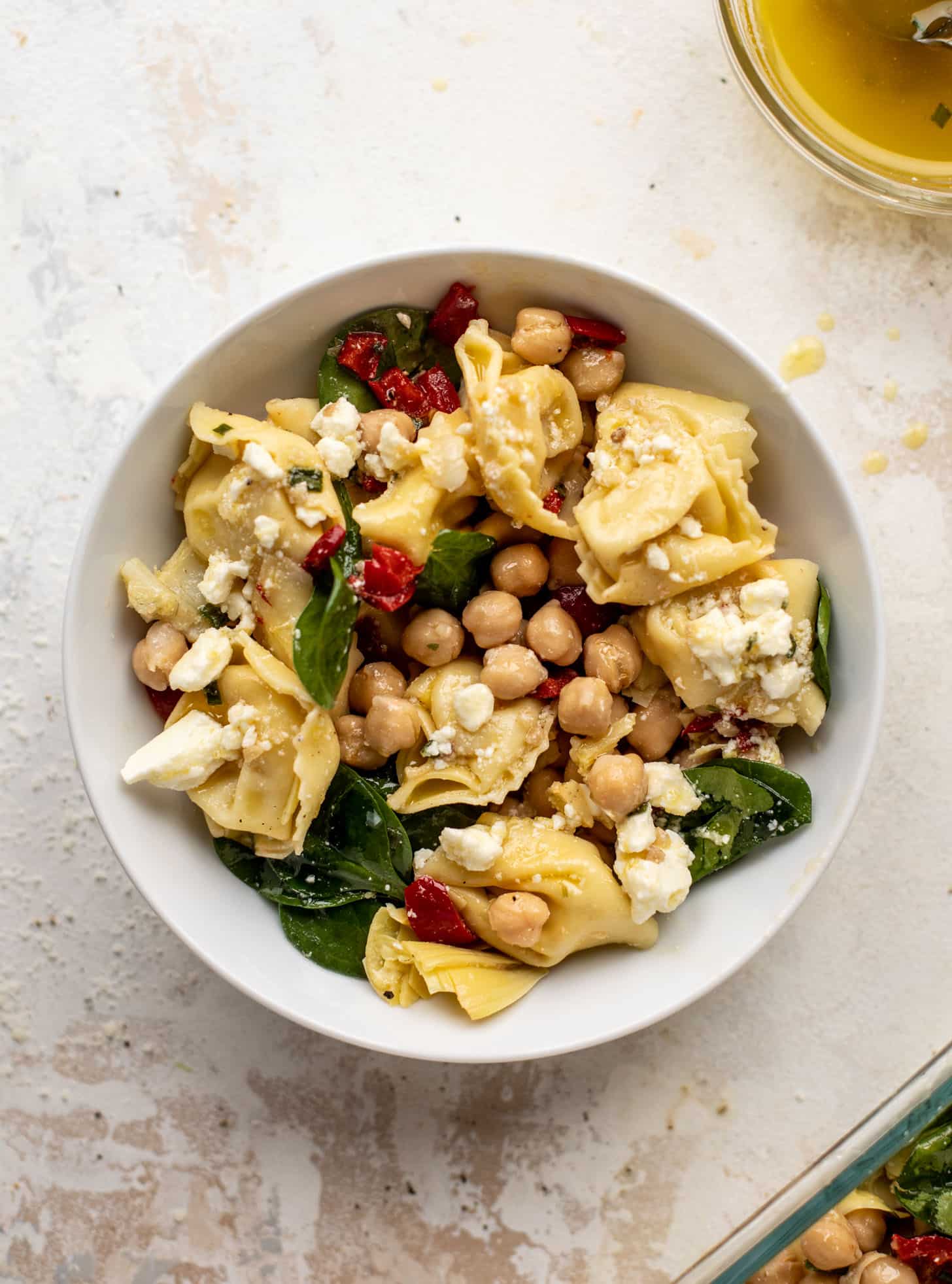 lunchtime chickpea tortellini salad
