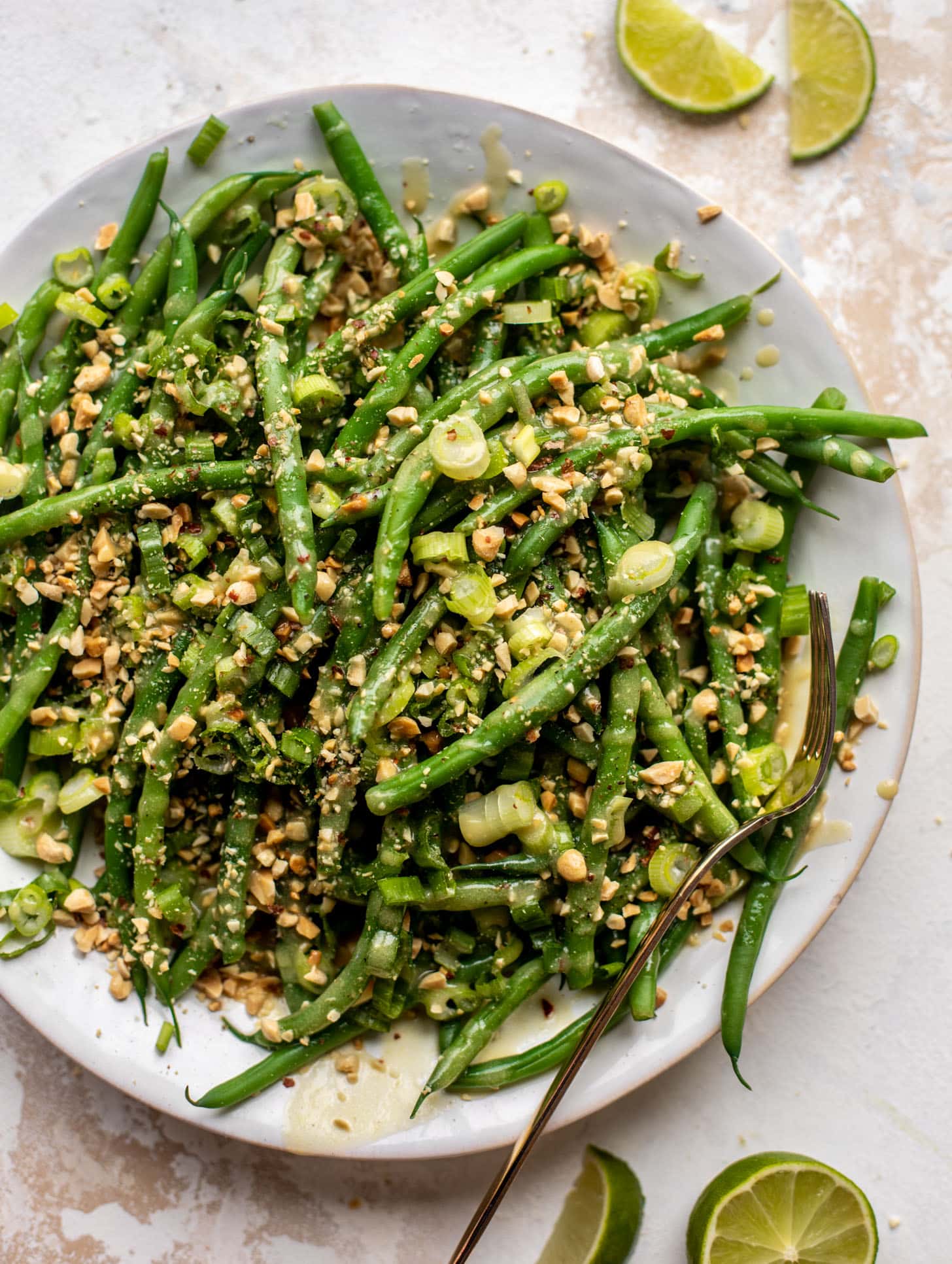 green bean crunch salad with peanut vinaigrette