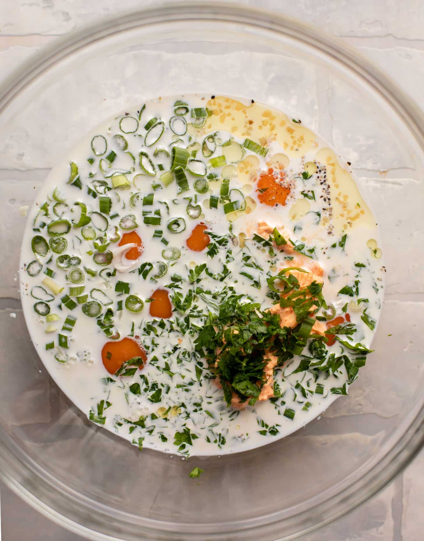 eggs, herbs, milk