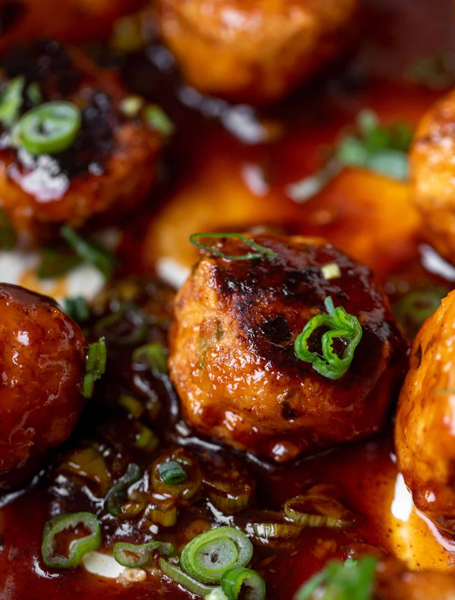 sticky BBQ chicken meatballs