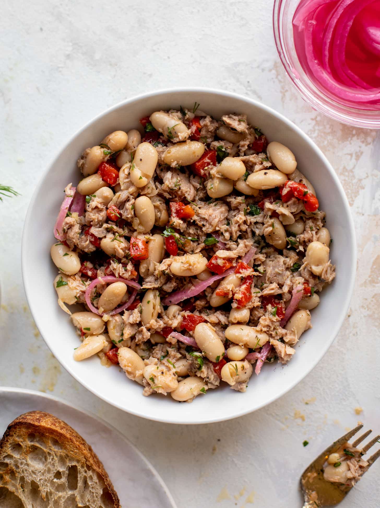 herby white bean tuna salad in a bowl