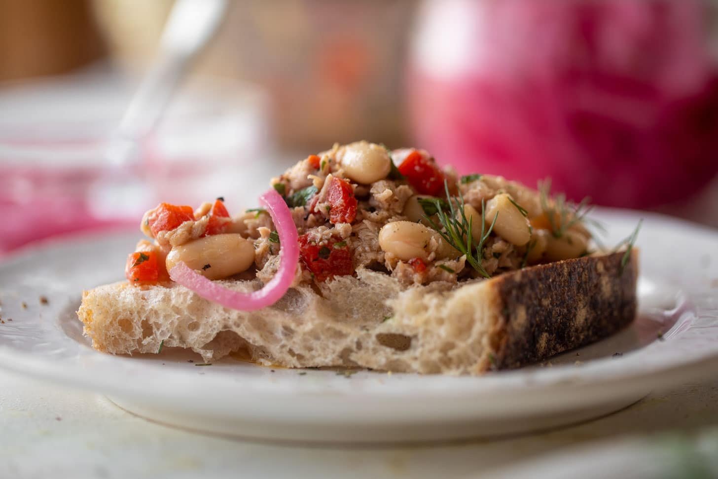 herby white bean tuna salad on toast