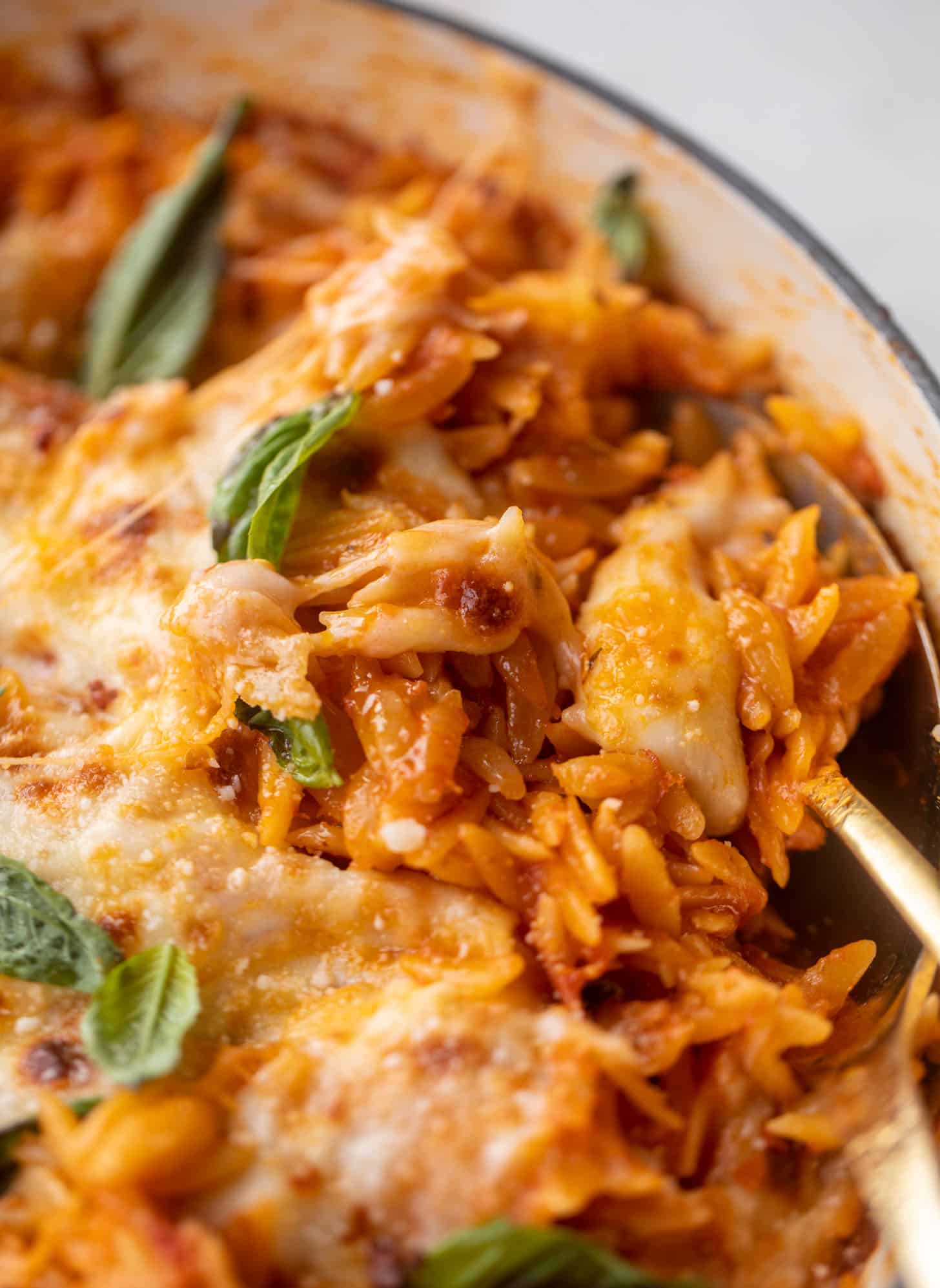 cheesy tomato basil baked orzo