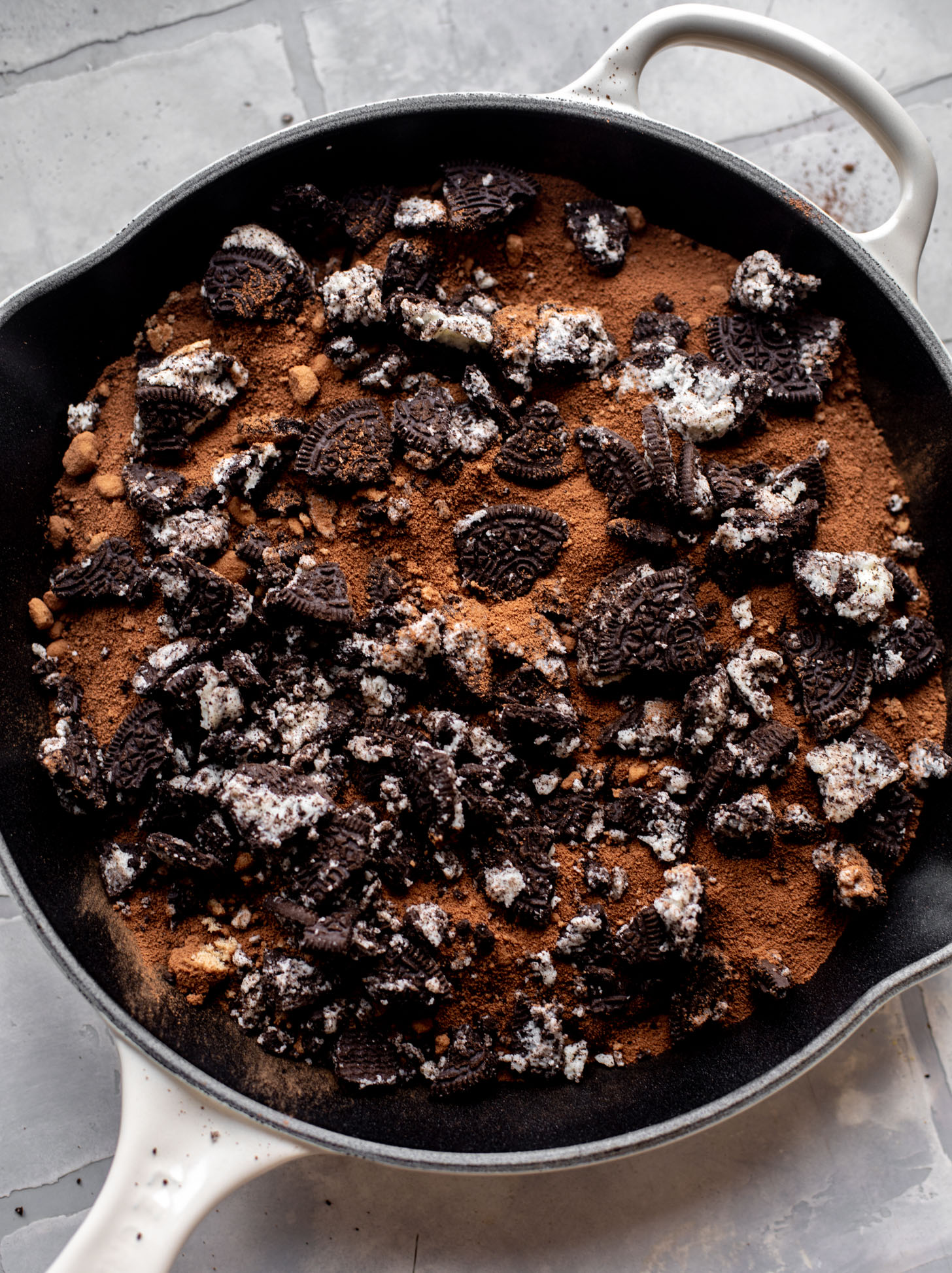 oreo chocolate cobbler ready for the oven