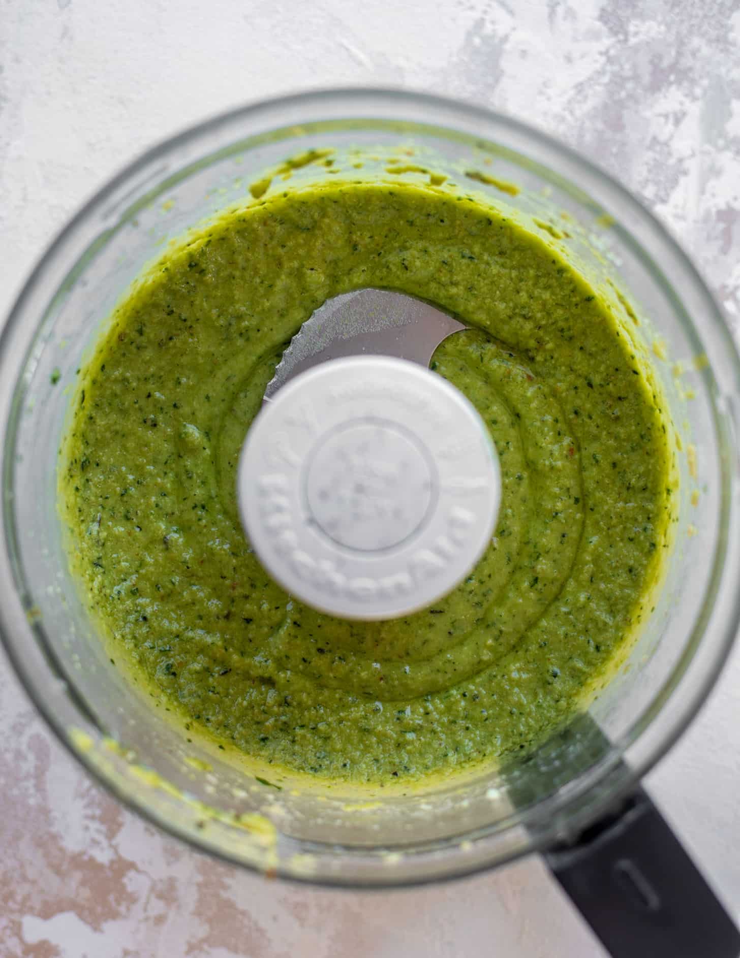avocado pesto in a food processor