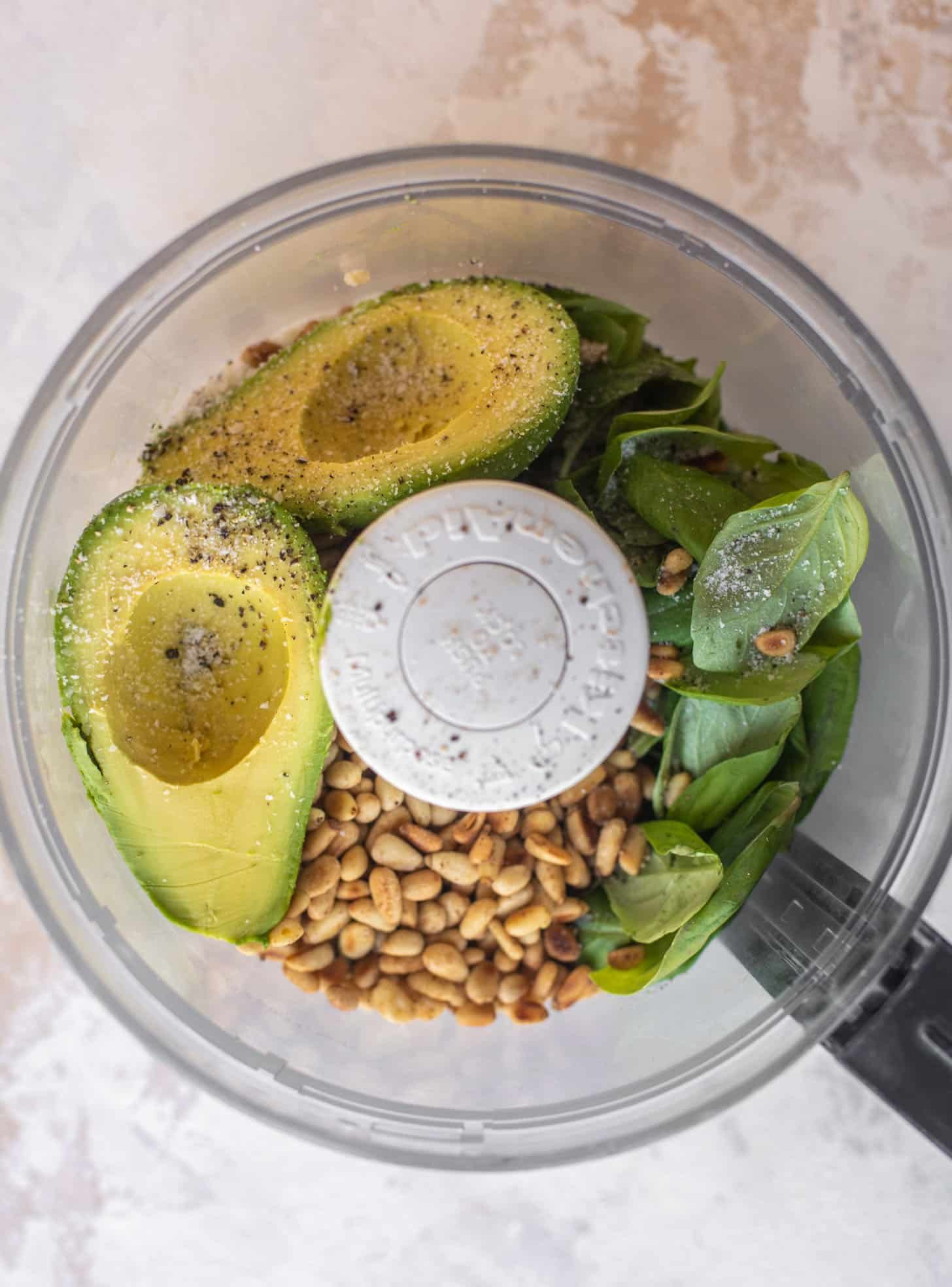 making avocado pesto