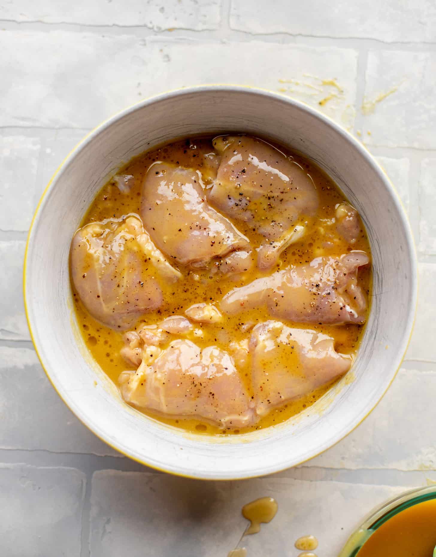 chicken marinating in honey mustard