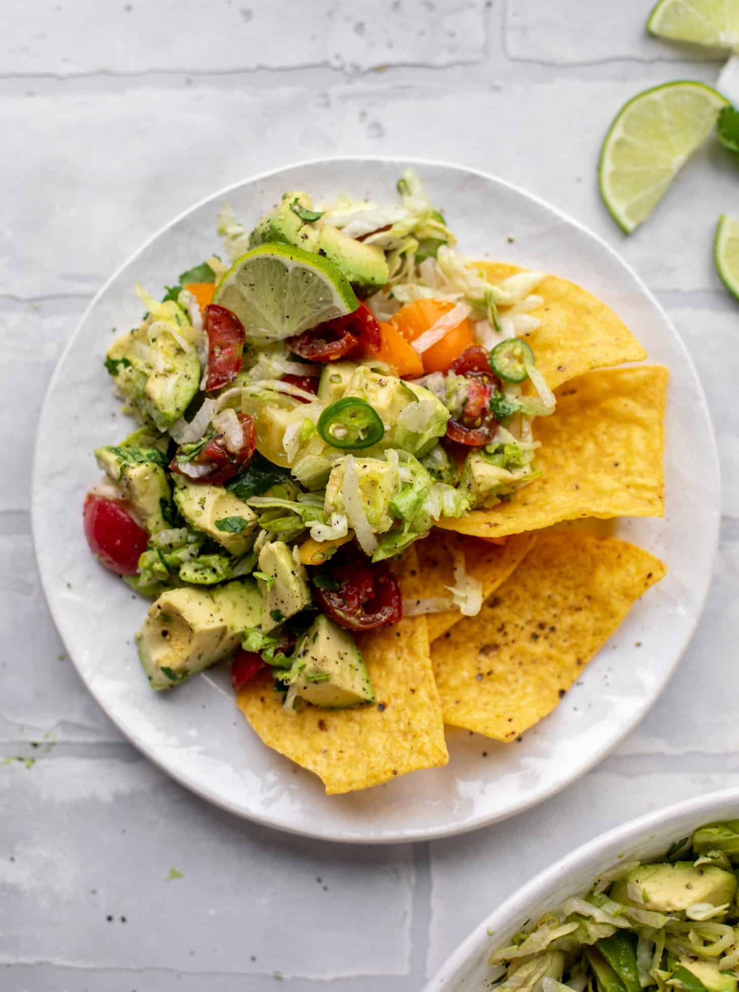 guacamole salad with chips