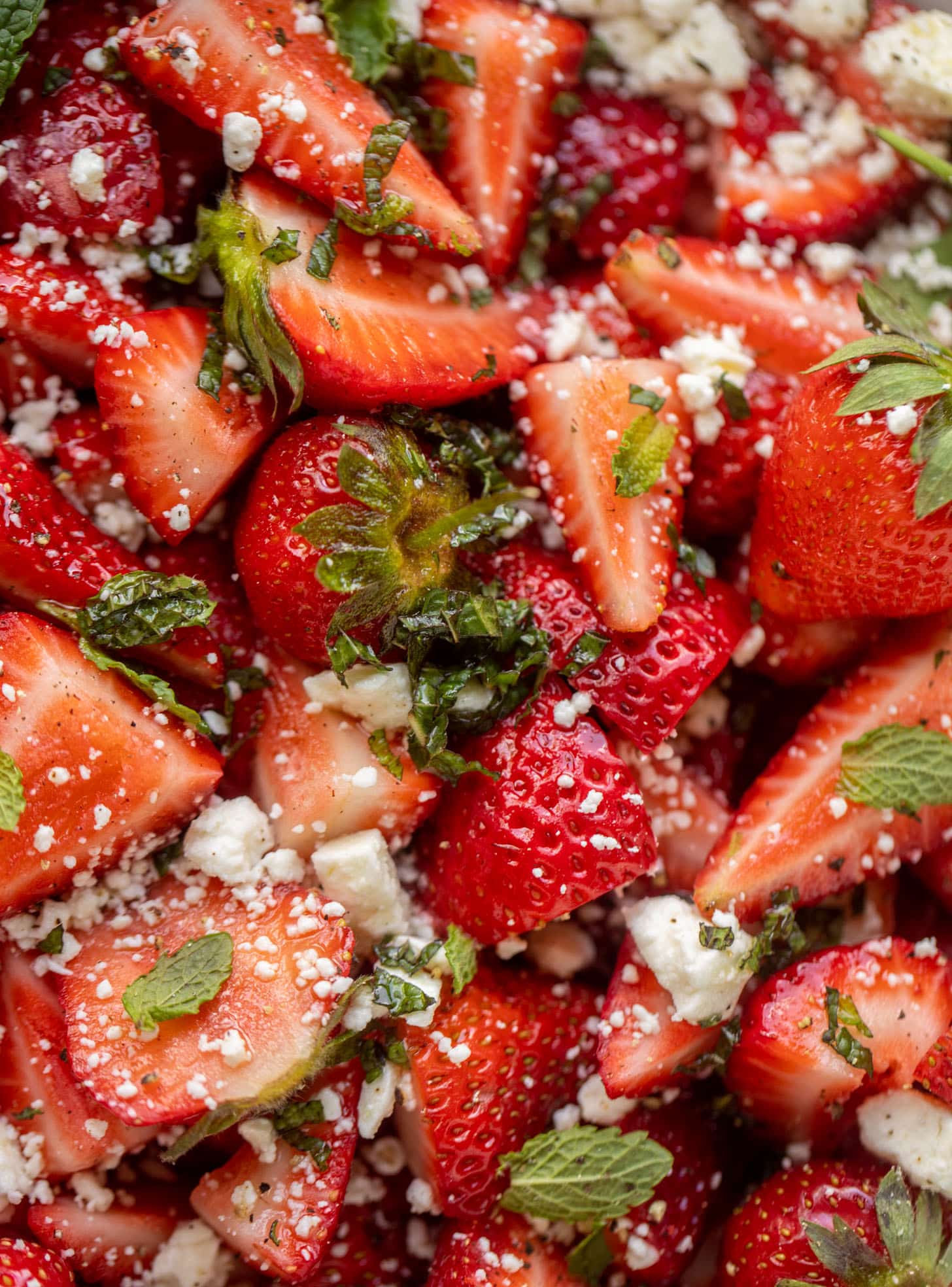 strawberry feta salad with black pepper and mint