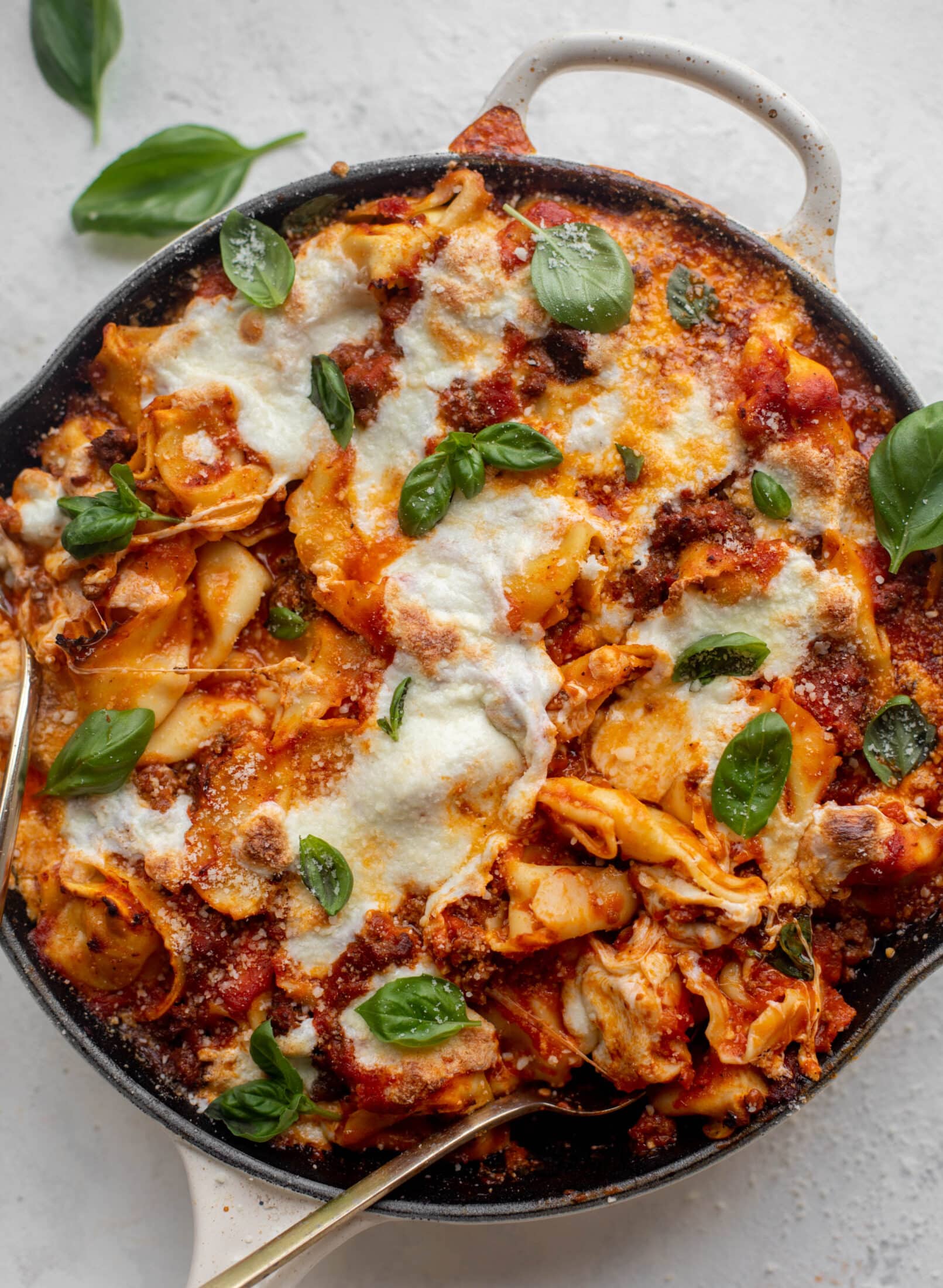 cheesy weeknight tortellini skillet