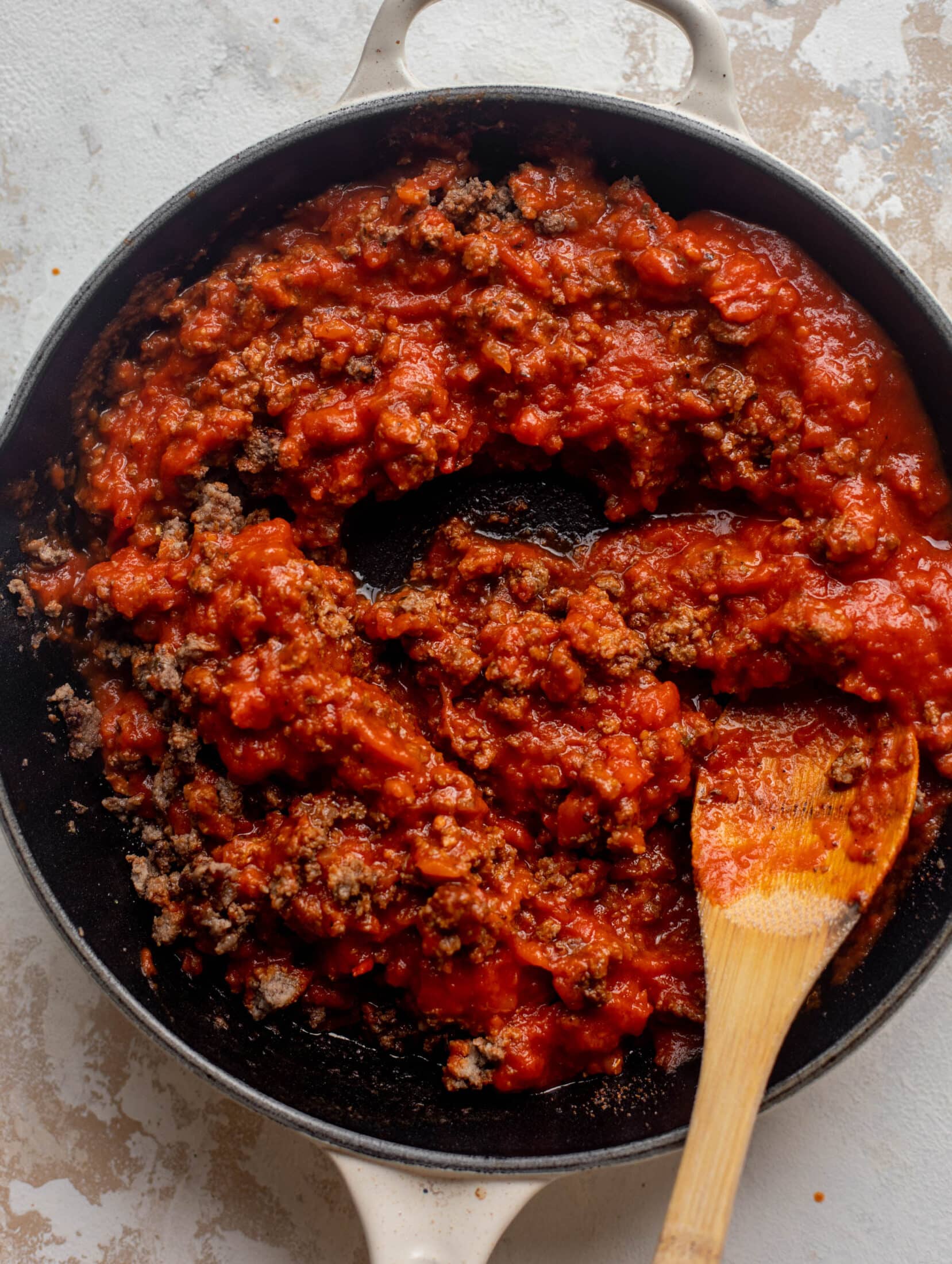 ground beef and marinara