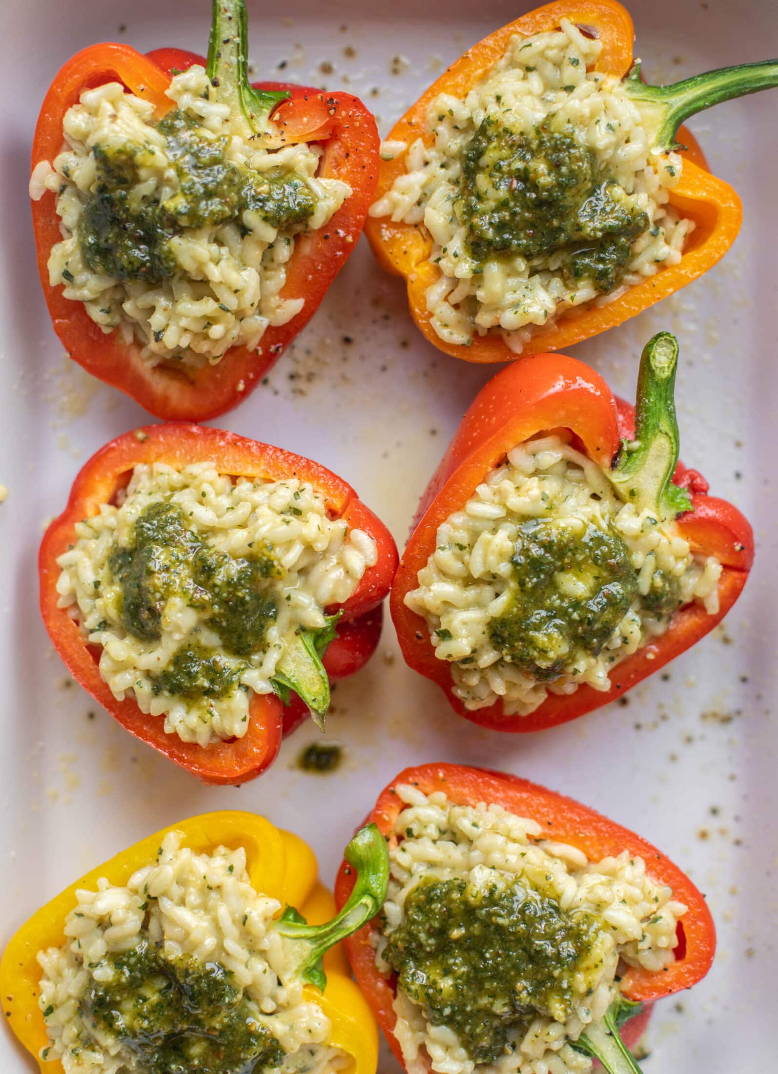 pesto risotto stuffed peppers