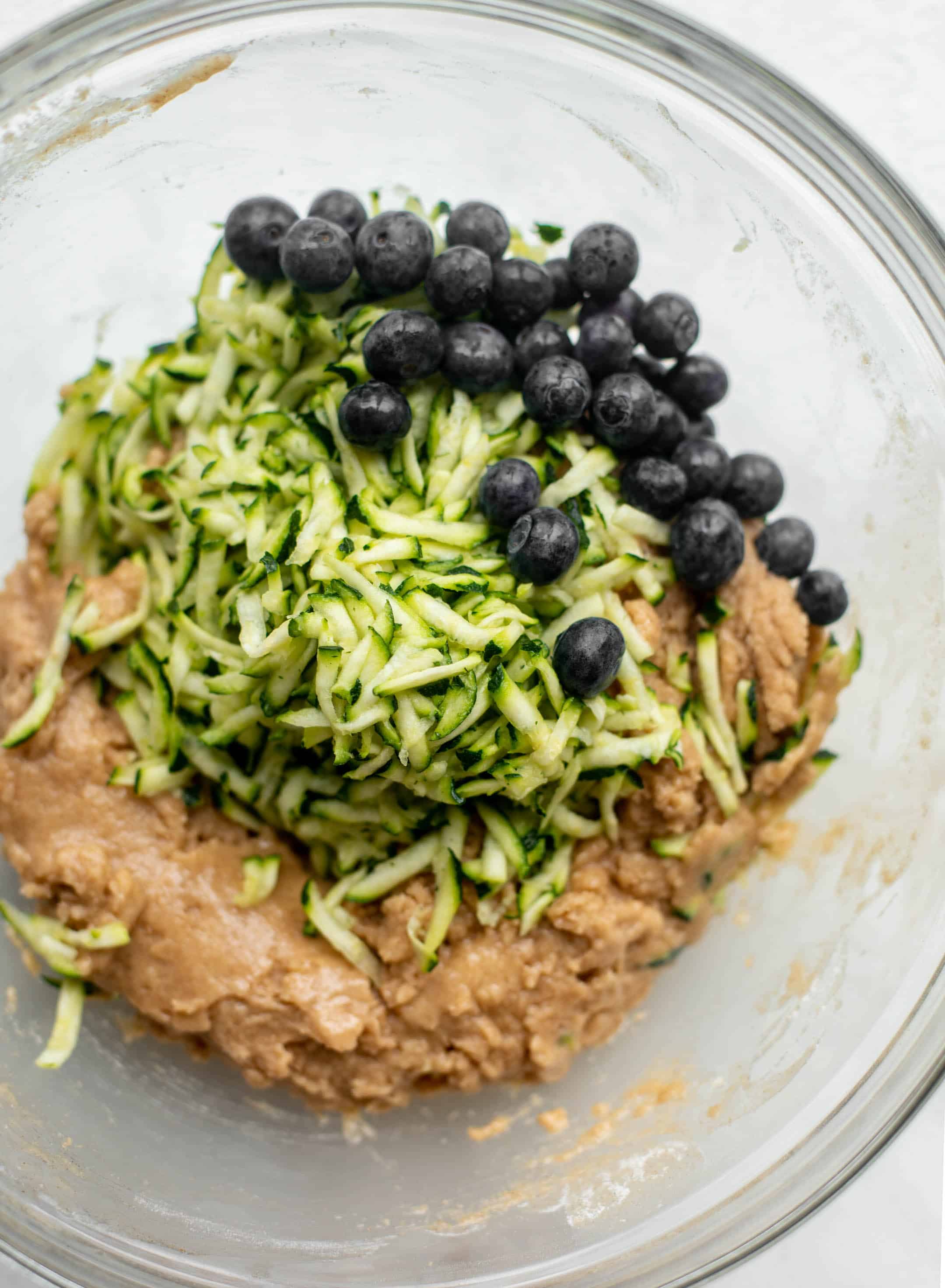 blueberry zucchini muffin batter