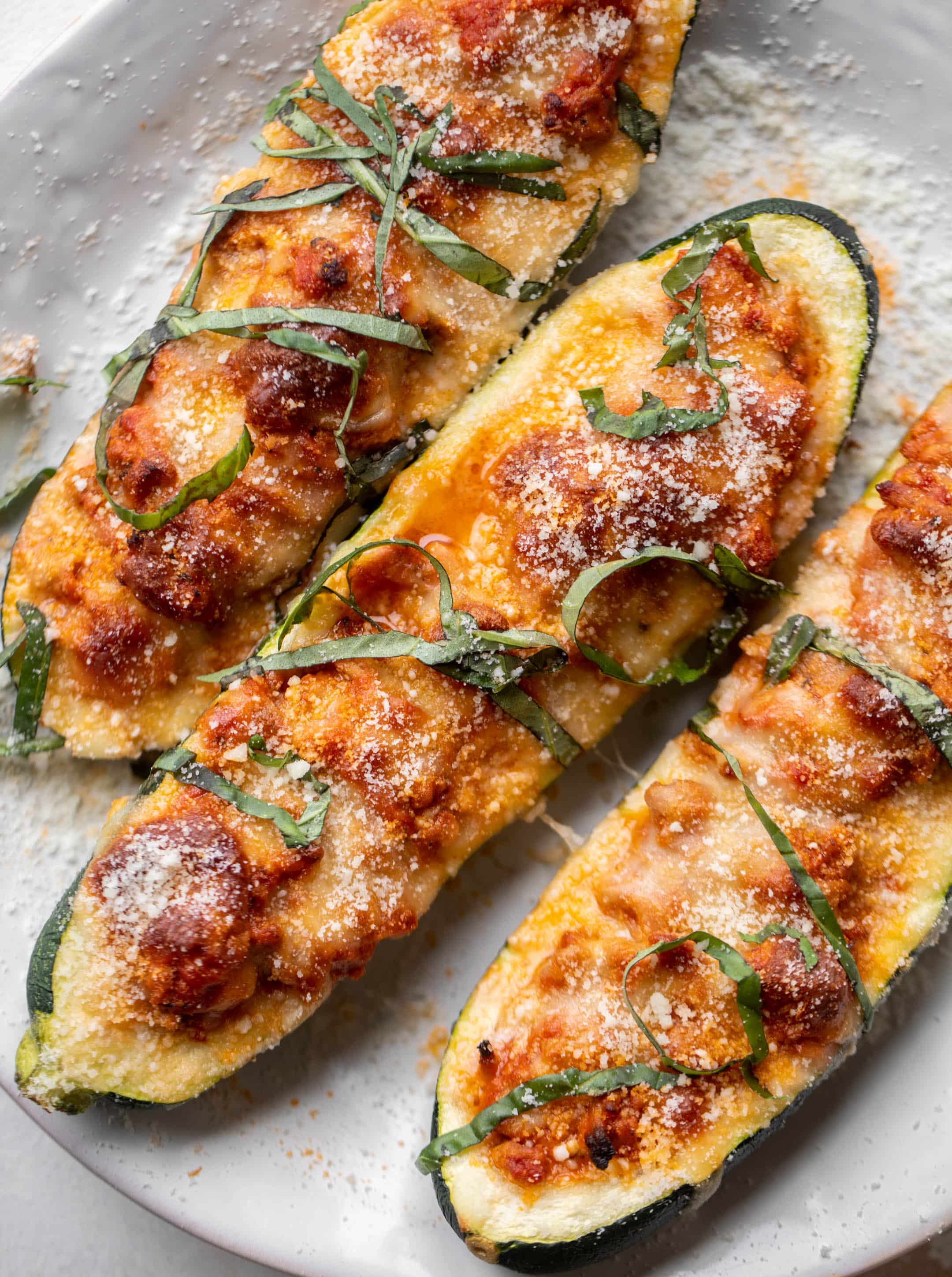 zucchini boat bolognese