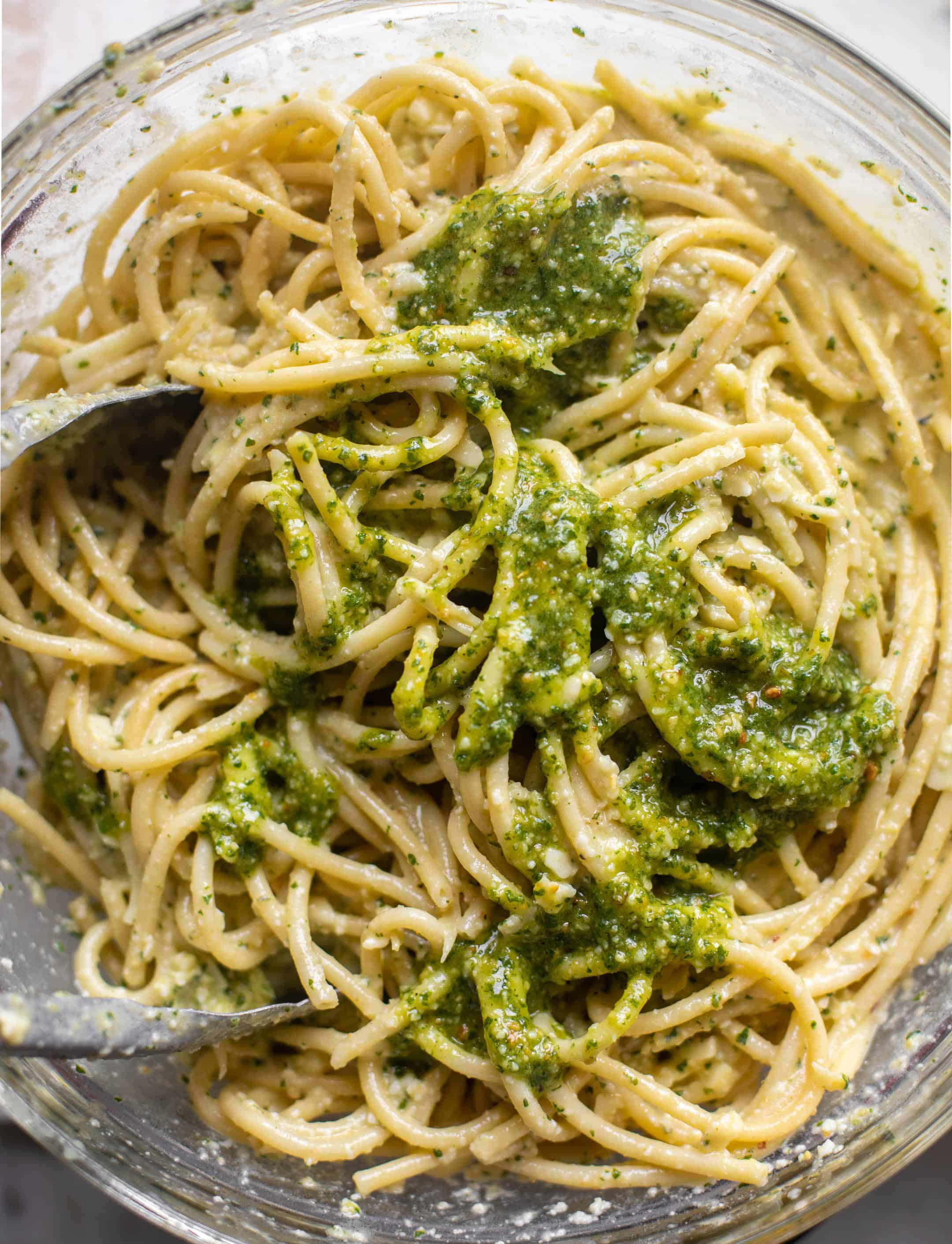 bucatini and pesto