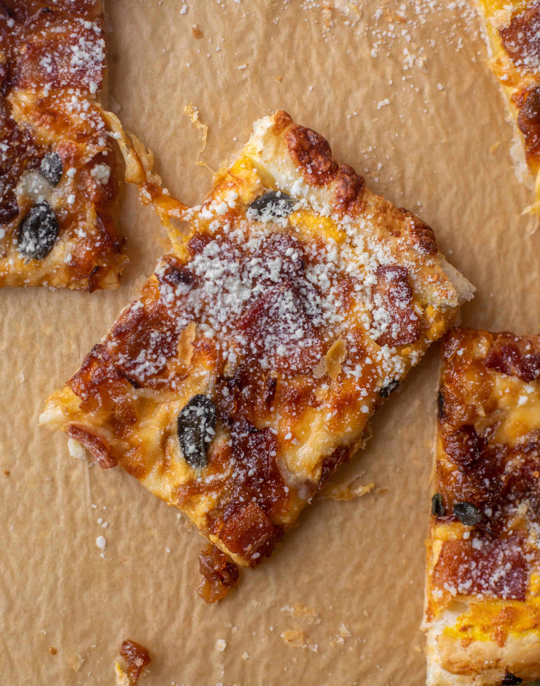 savory pumpkin puff pastry pizza