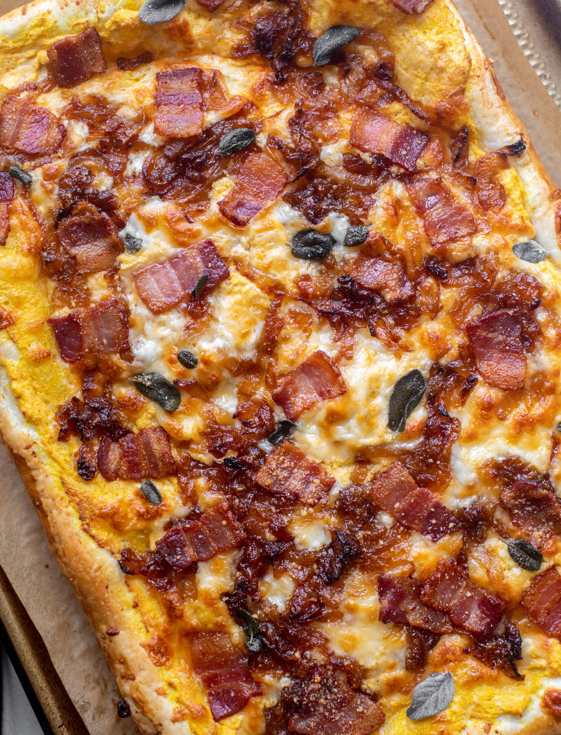 savory pumpkin puff pastry pizza