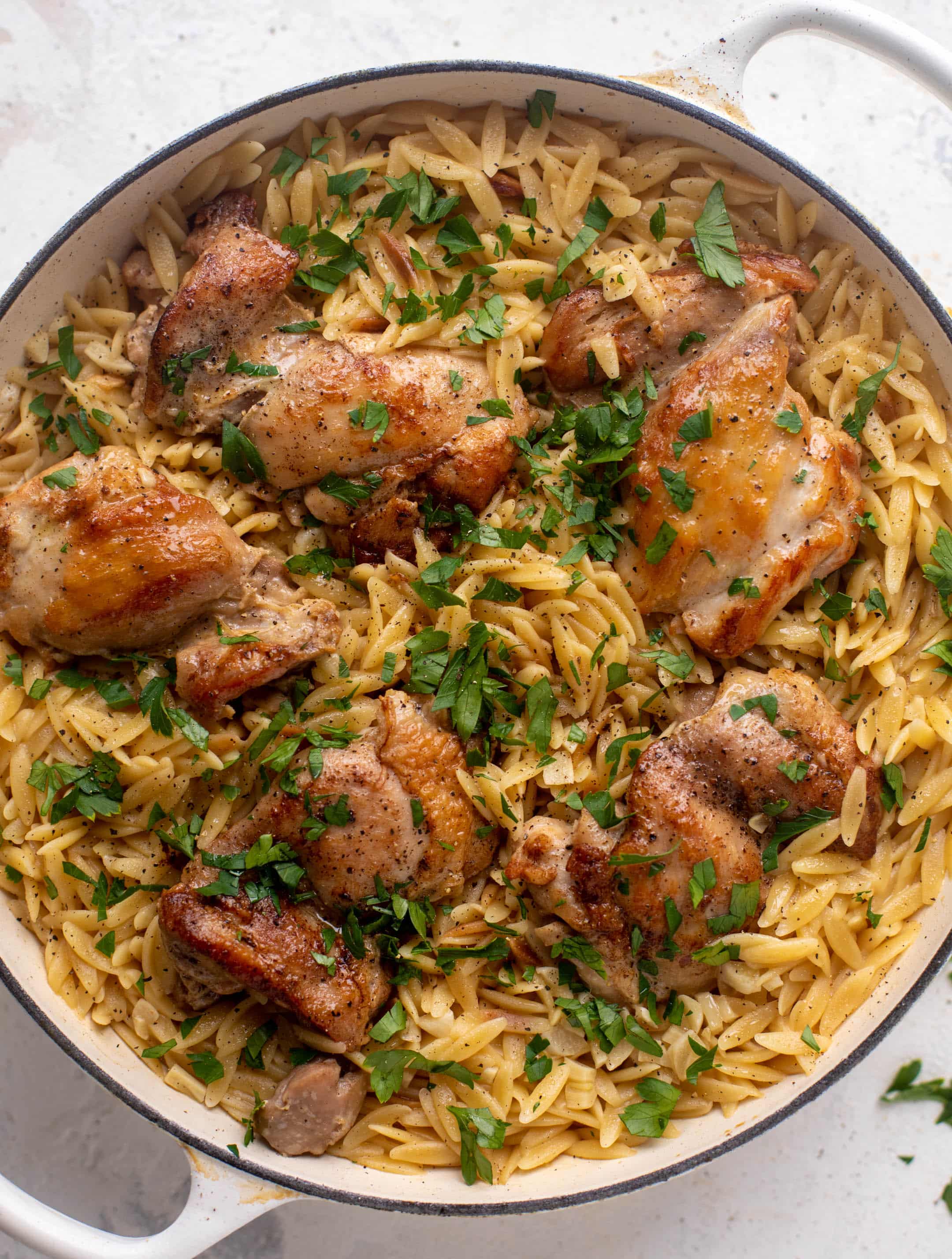 one pot garlic butter chicken orzo