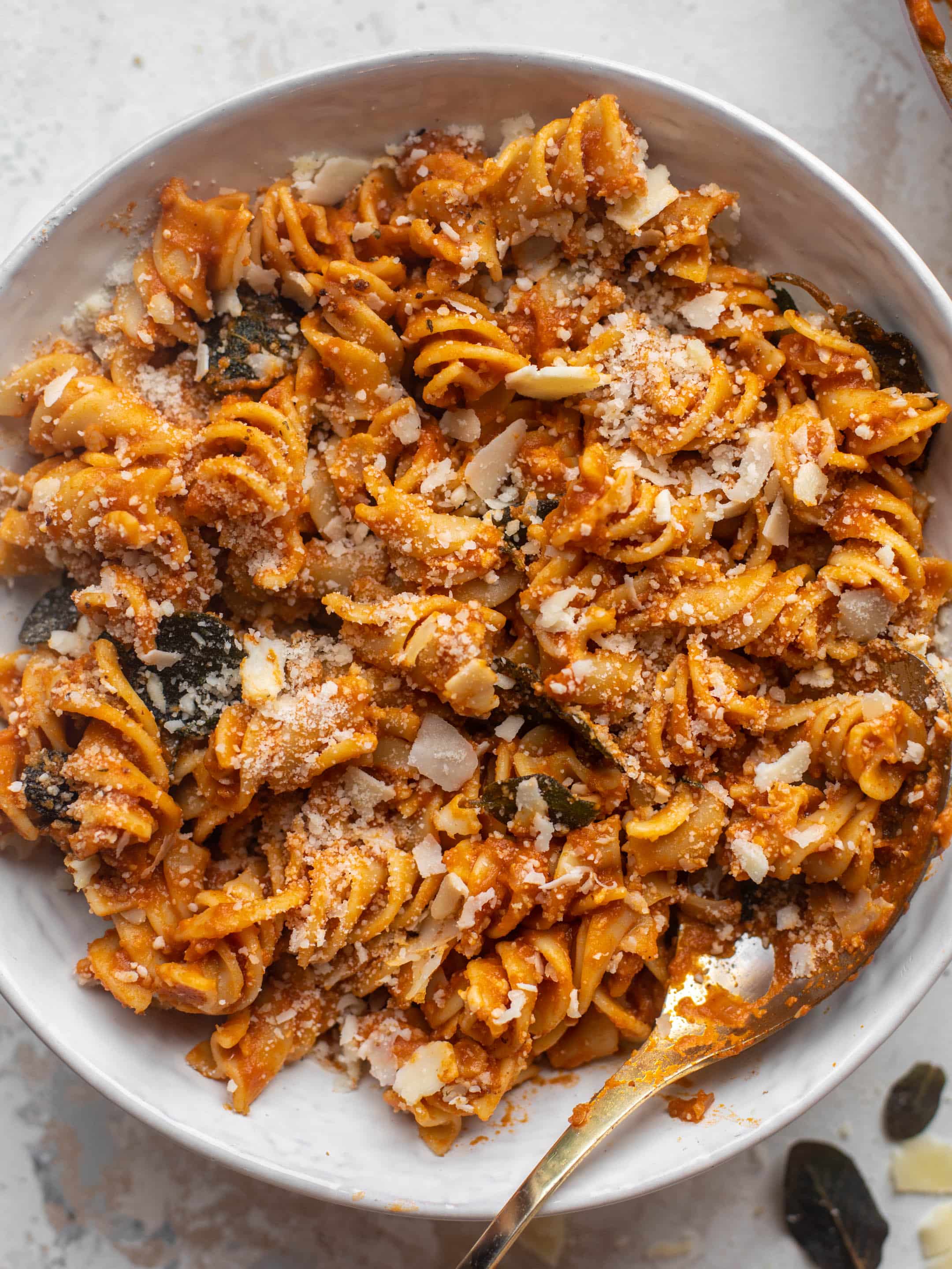 pumpkin vodka pasta with spicy breadcrumbs