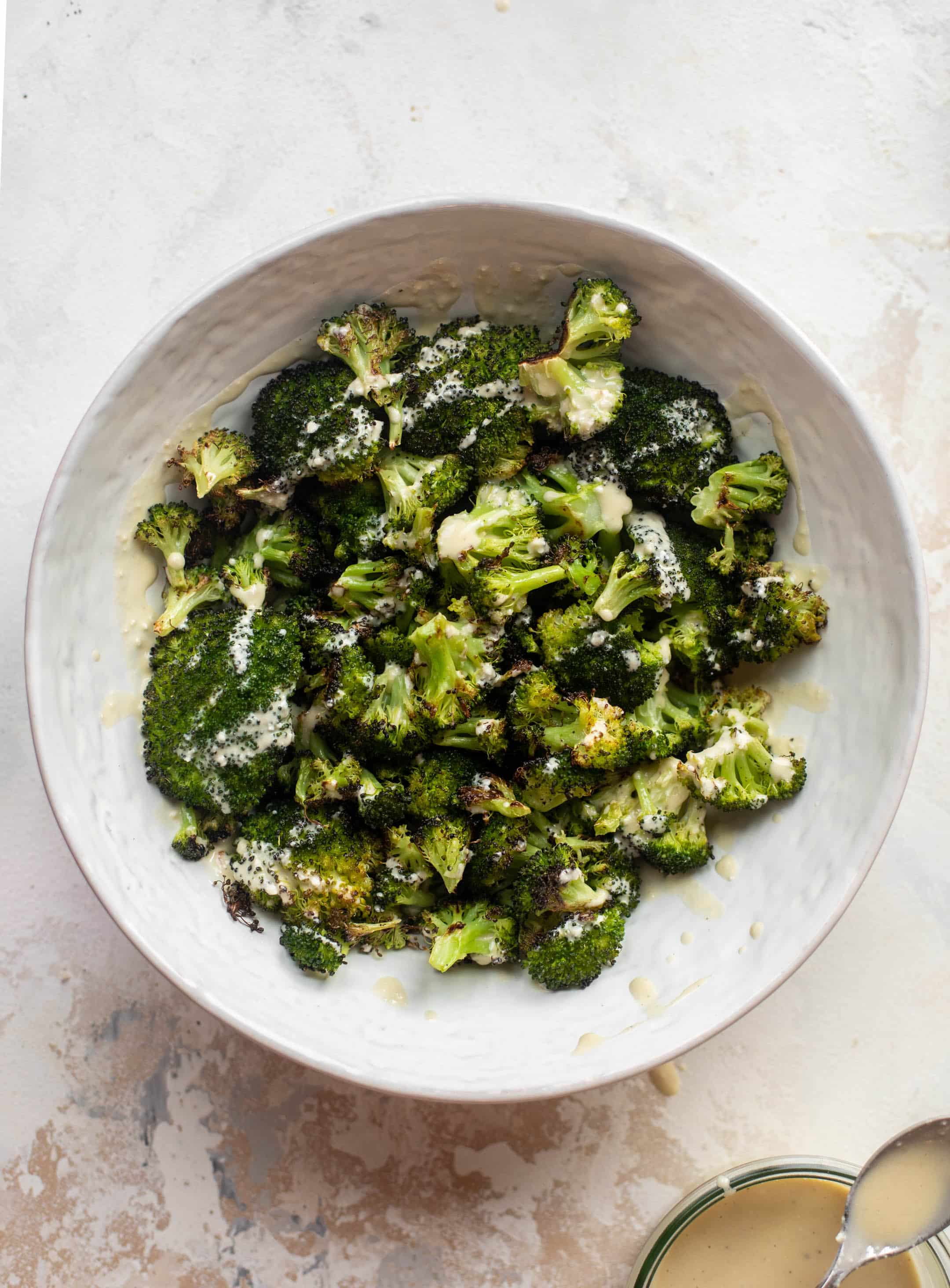 roasted broccoli with caesar dressing