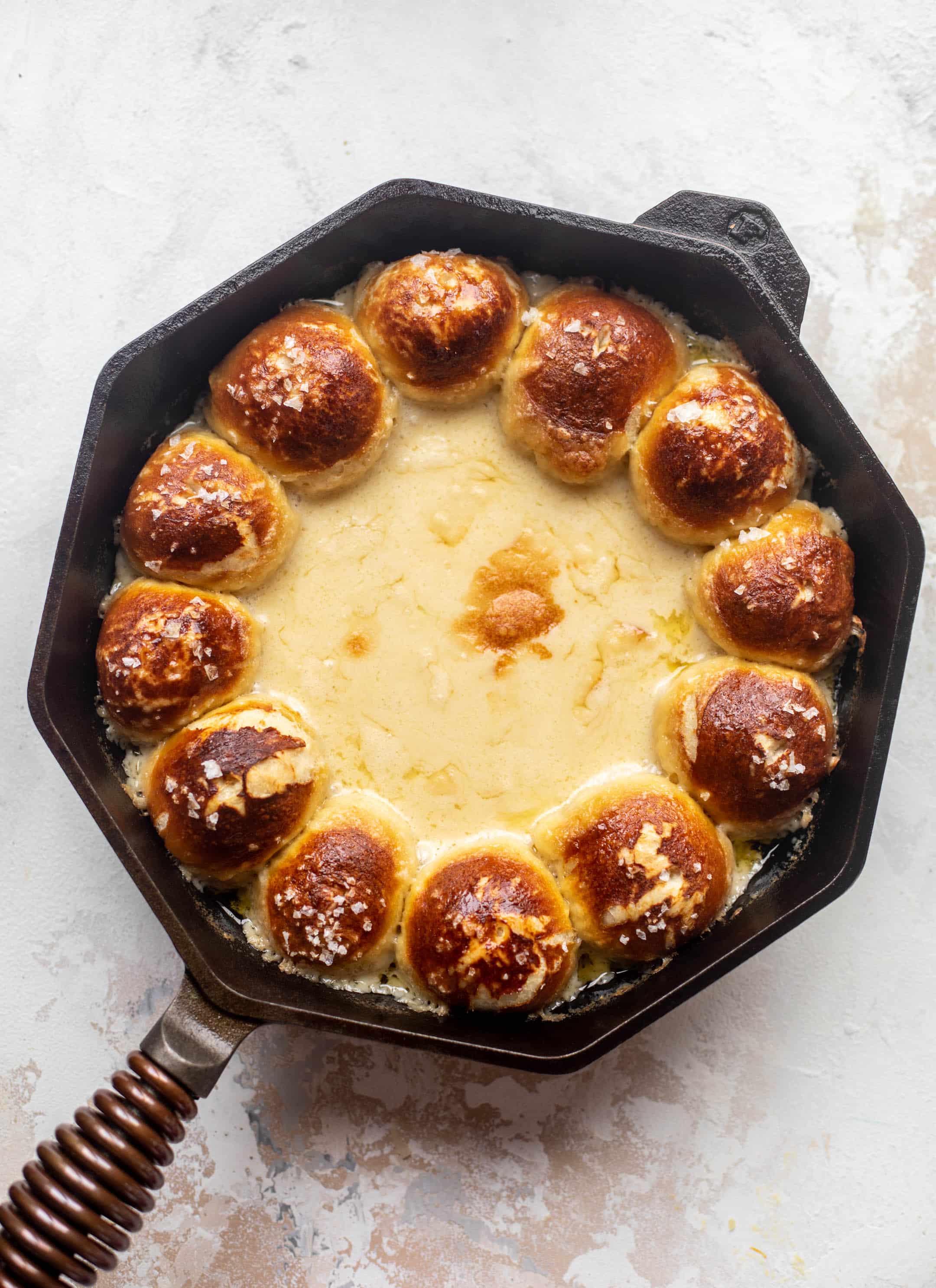 pumpkin beer cheese with soft pretzel rolls