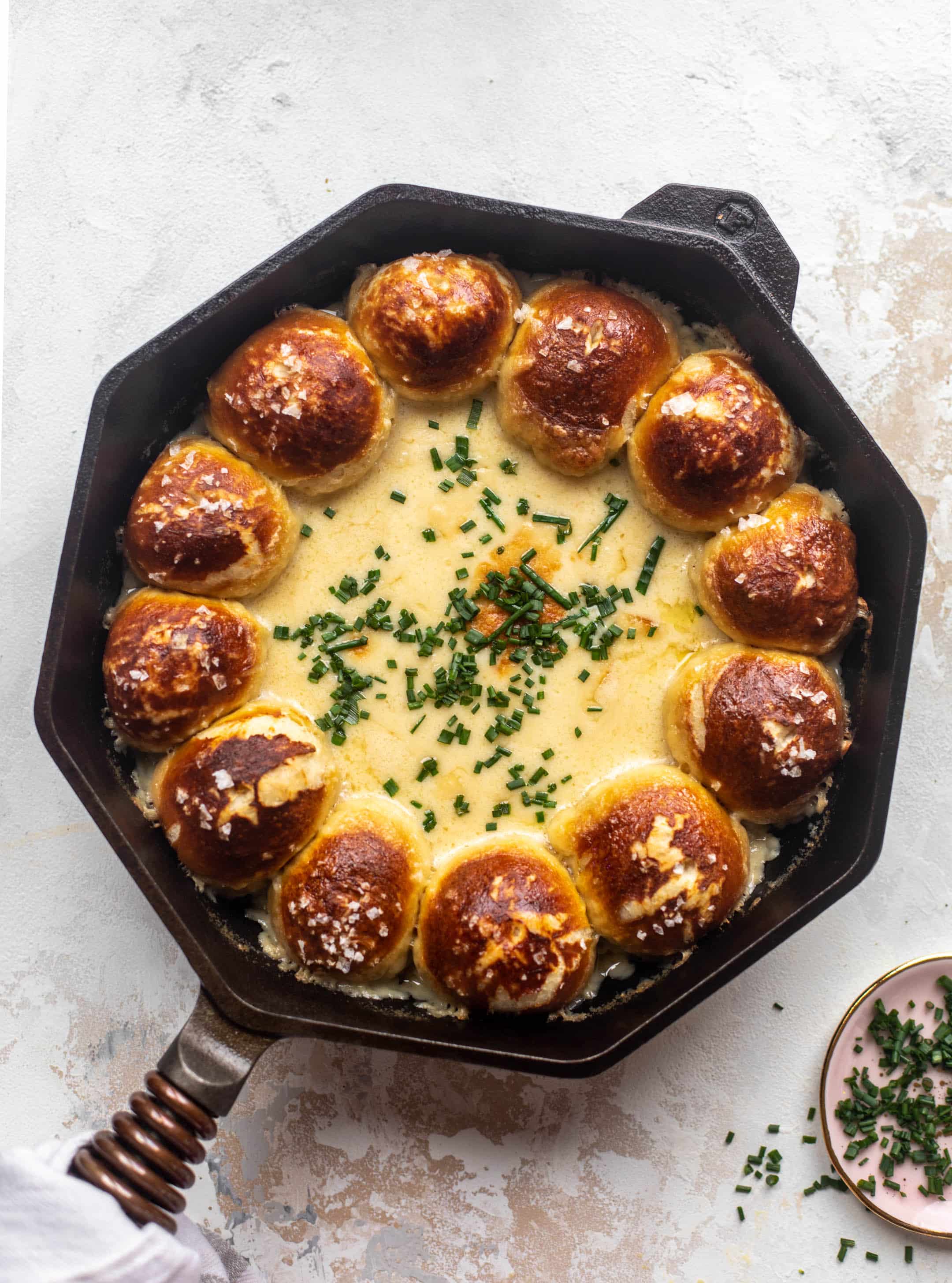 pumpkin beer cheese with soft pretzel rolls