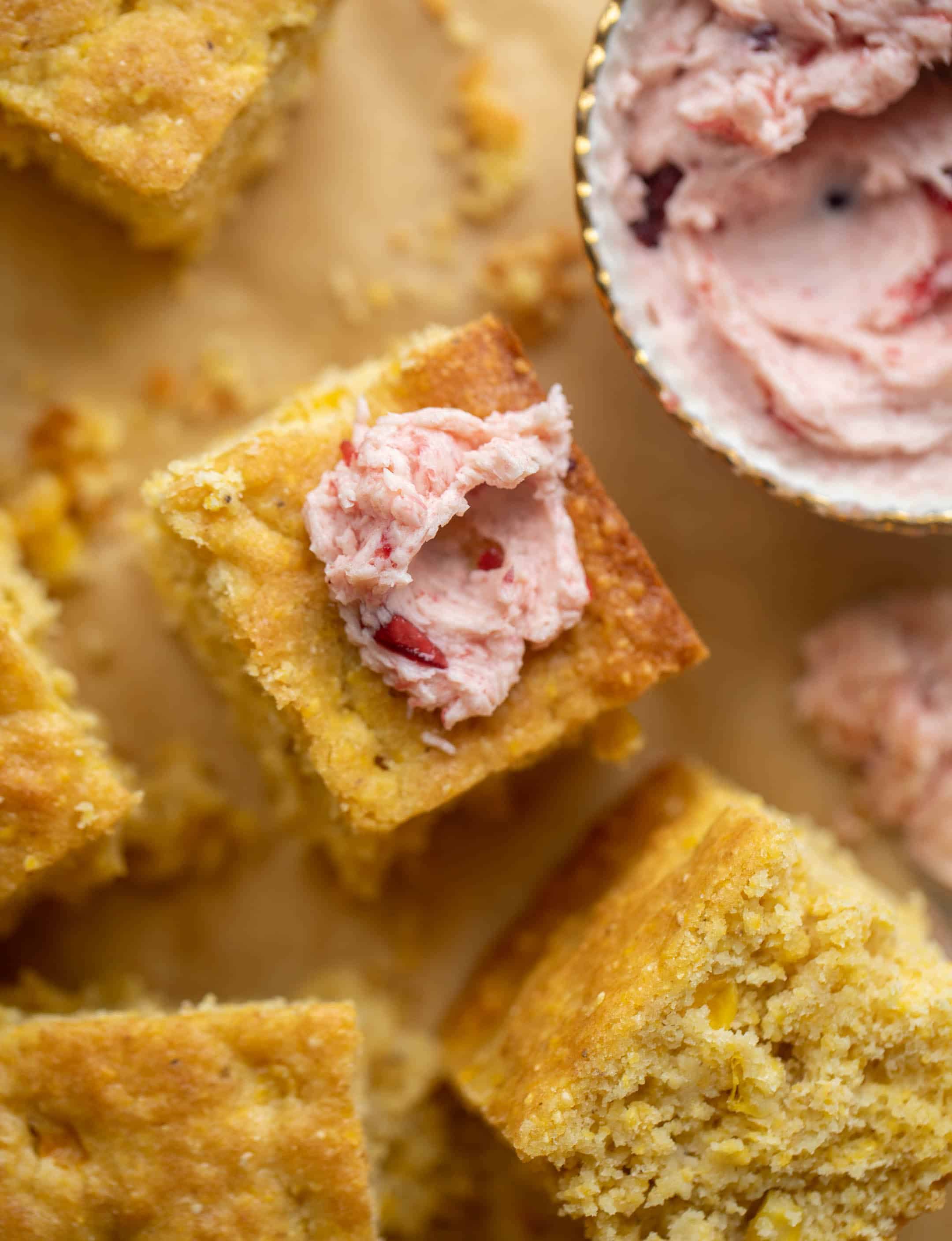 brown butter cornbread with cranberry butter