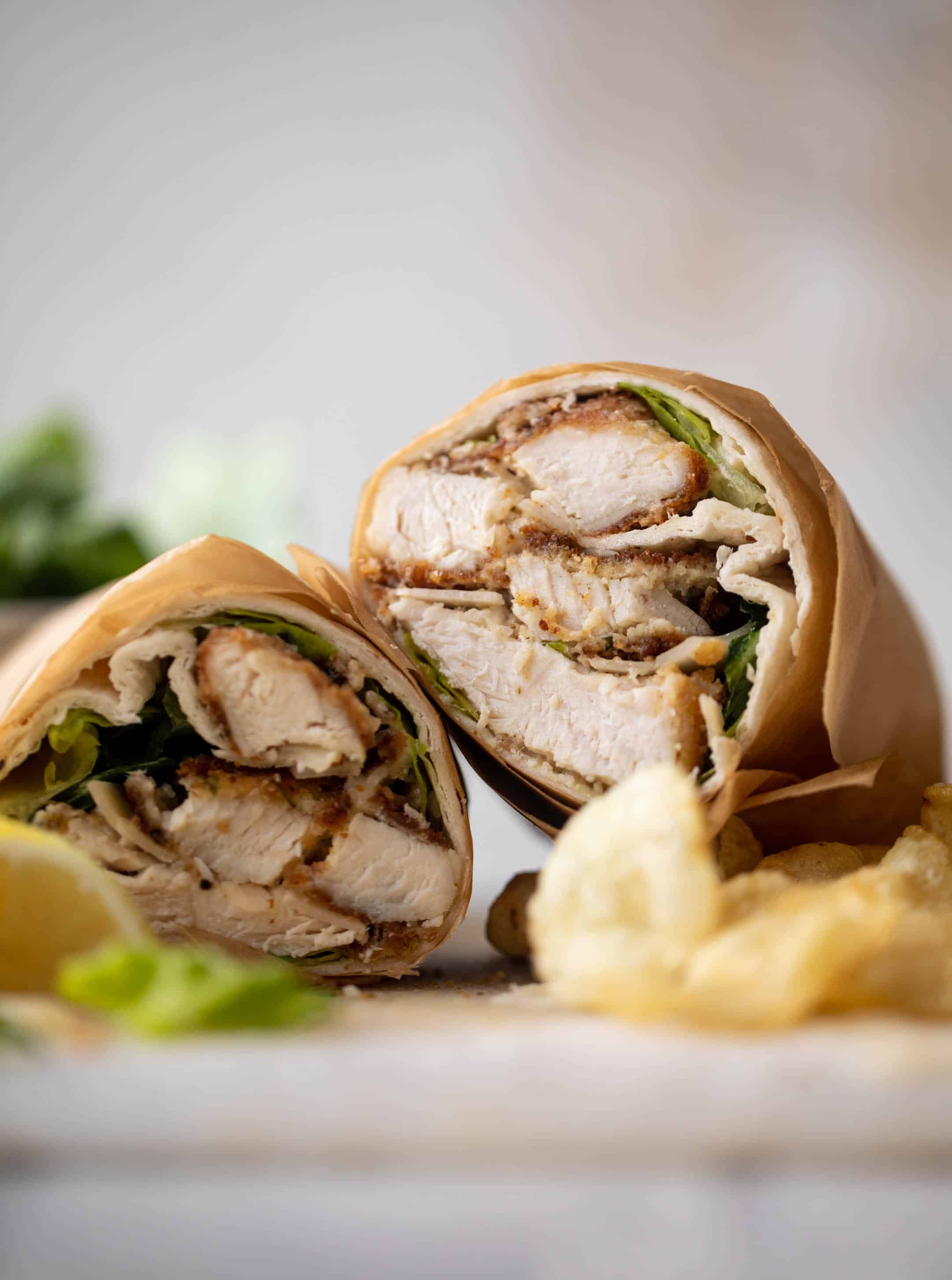 lemon chicken caesar wraps